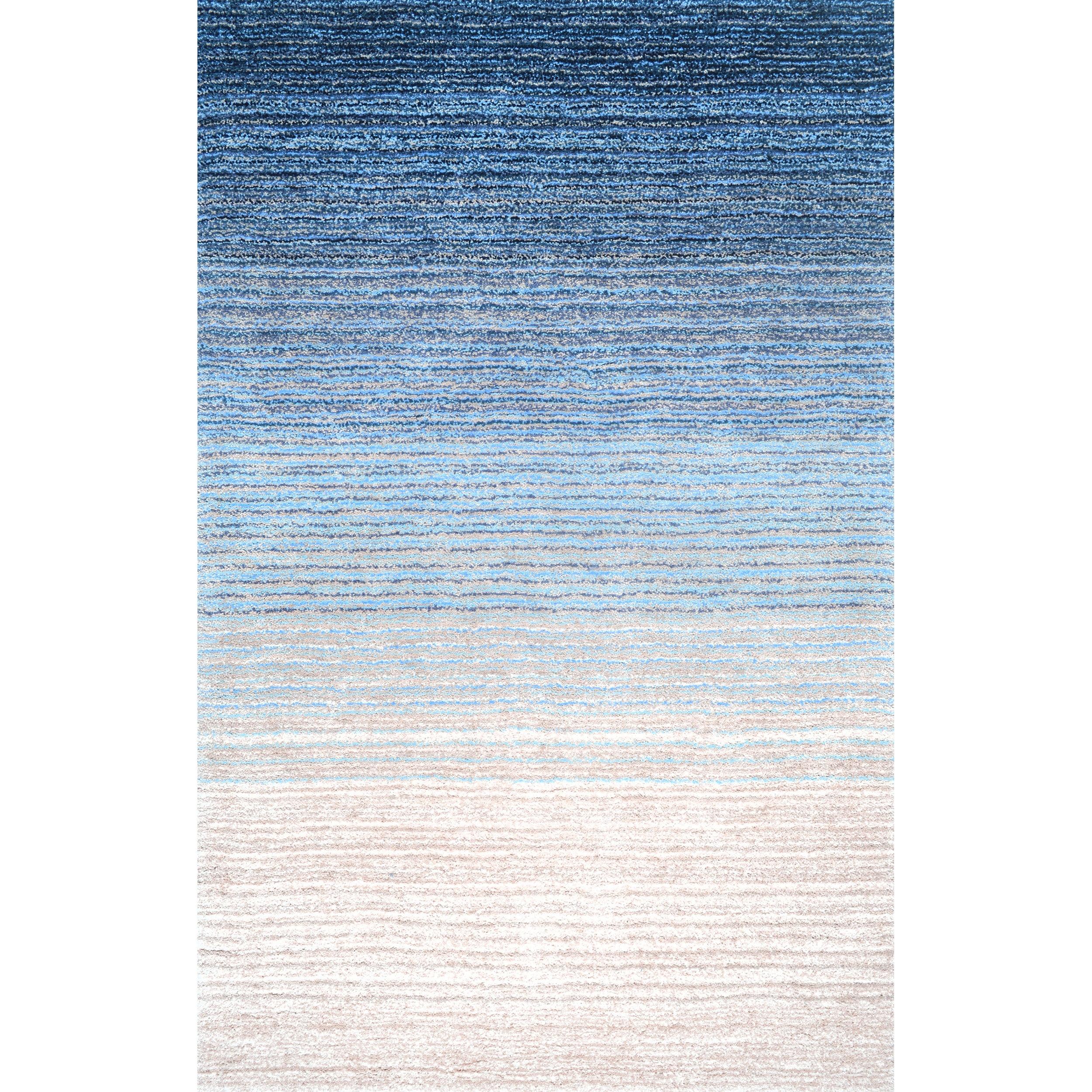 Luxurious Striped Shag Blue Multi 4' x 6' Area Rug