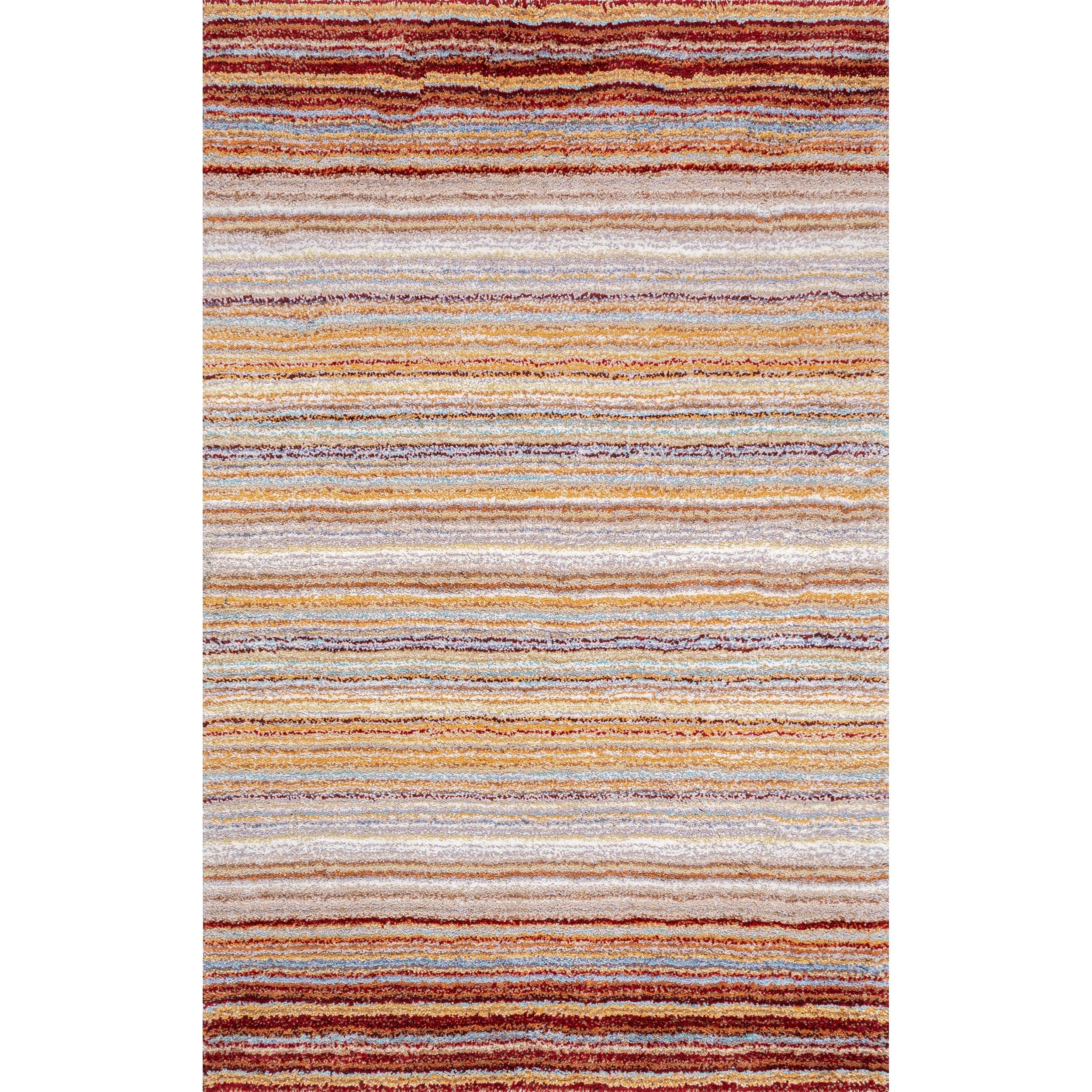 Zoomy 6' x 9' Red Striped Tufted Shag Rug