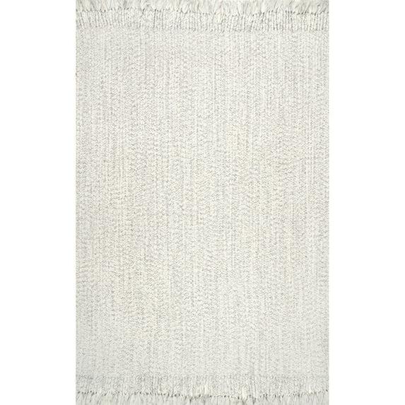 Nuloom Braided Courtney Tassel Indoor/Outdoor Area Rug, Square 6', Ivory