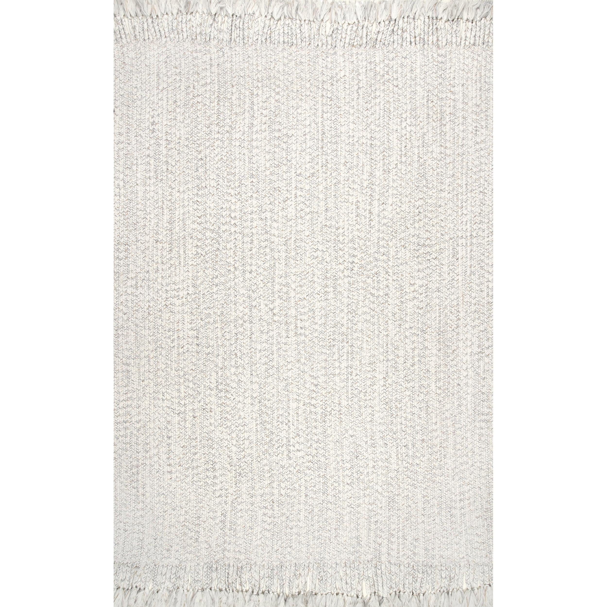 Nuloom Braided Courtney Tassel Indoor/Outdoor Area Rug, Square 8', Ivory