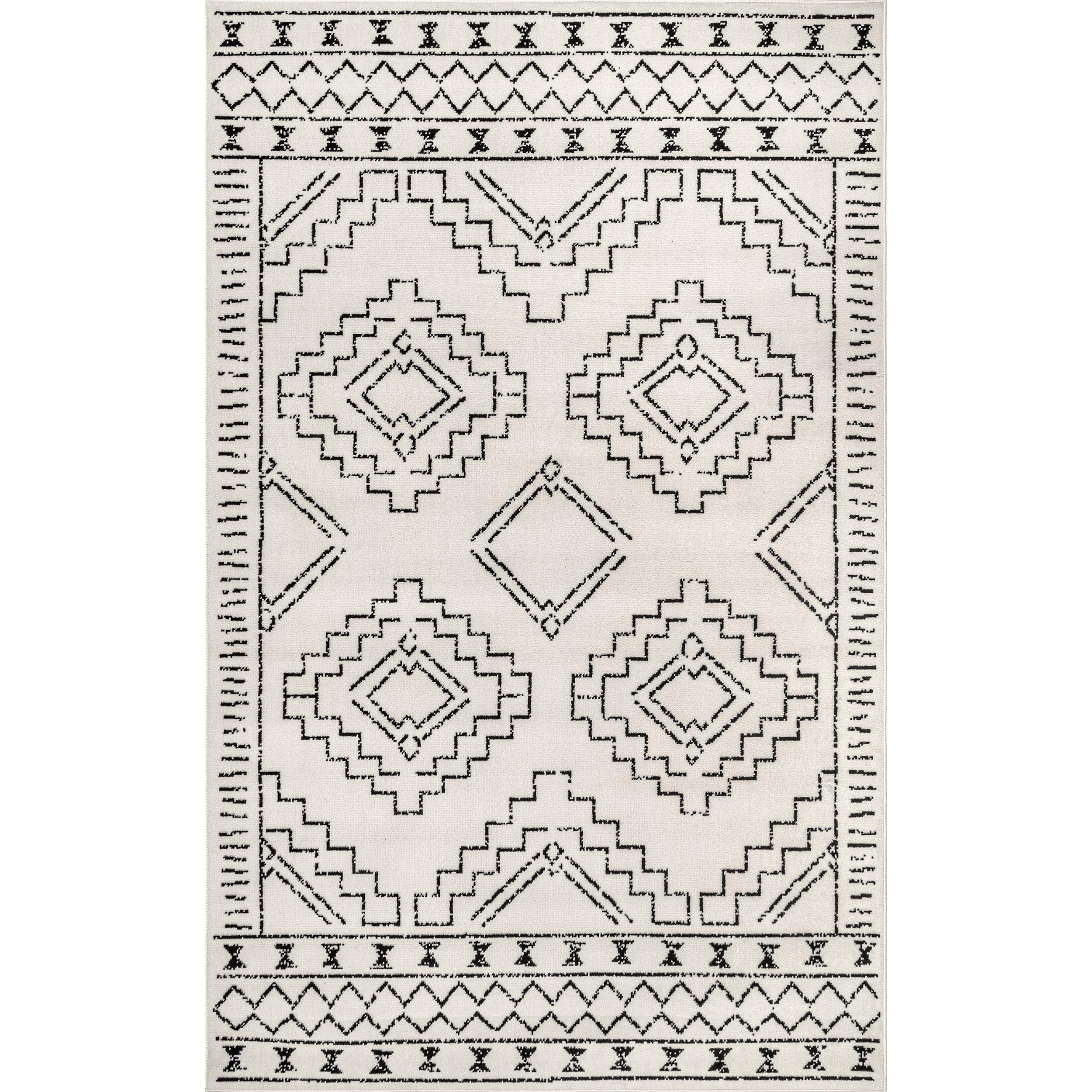 Reversible Gray Synthetic Moroccan Tribal 9' x 12' Area Rug