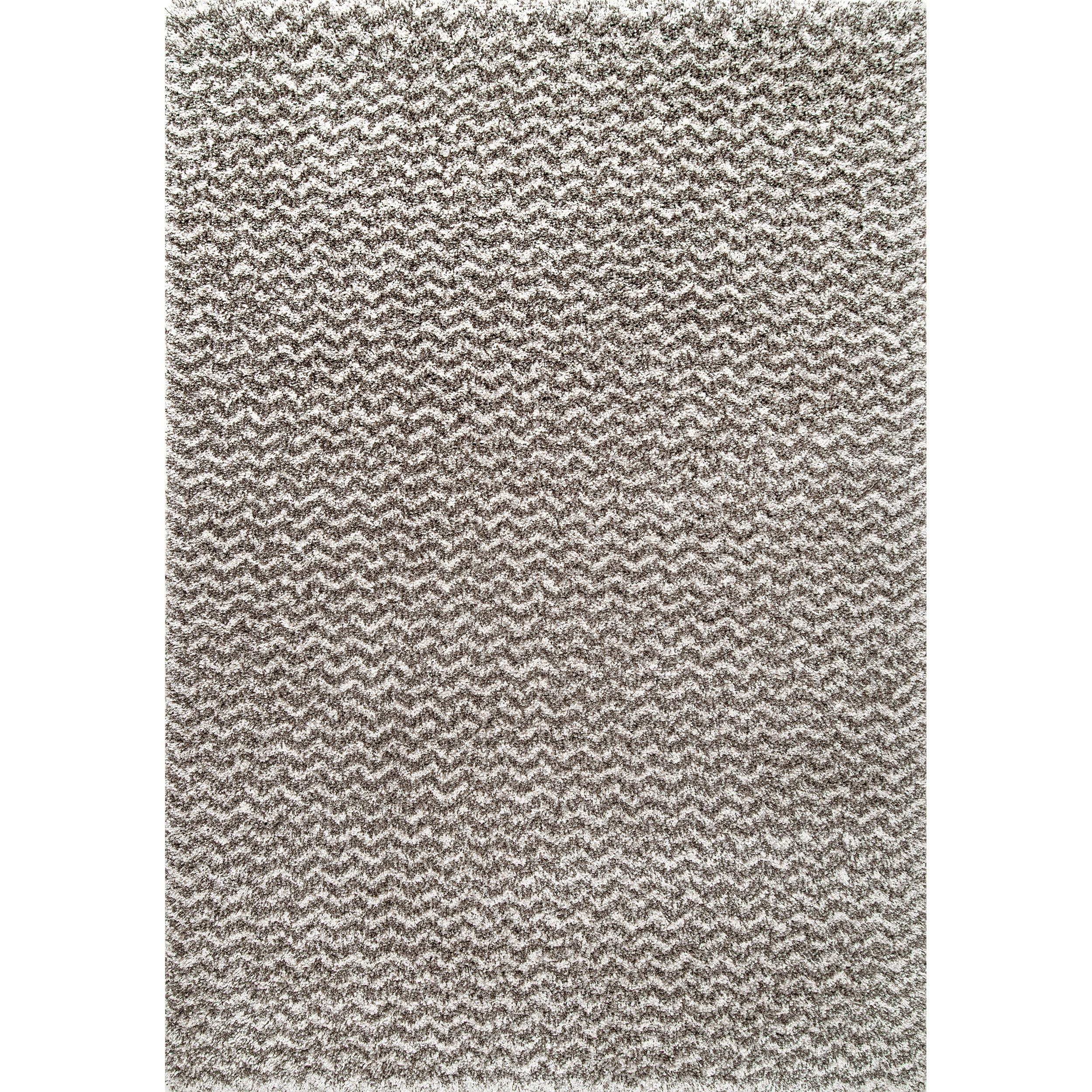 Nuloom Cuellar Striped 7x9 Shag Indoor Area Rug for Living Room Bedroom Dining Room Nursery, Dark Grey/Ivory