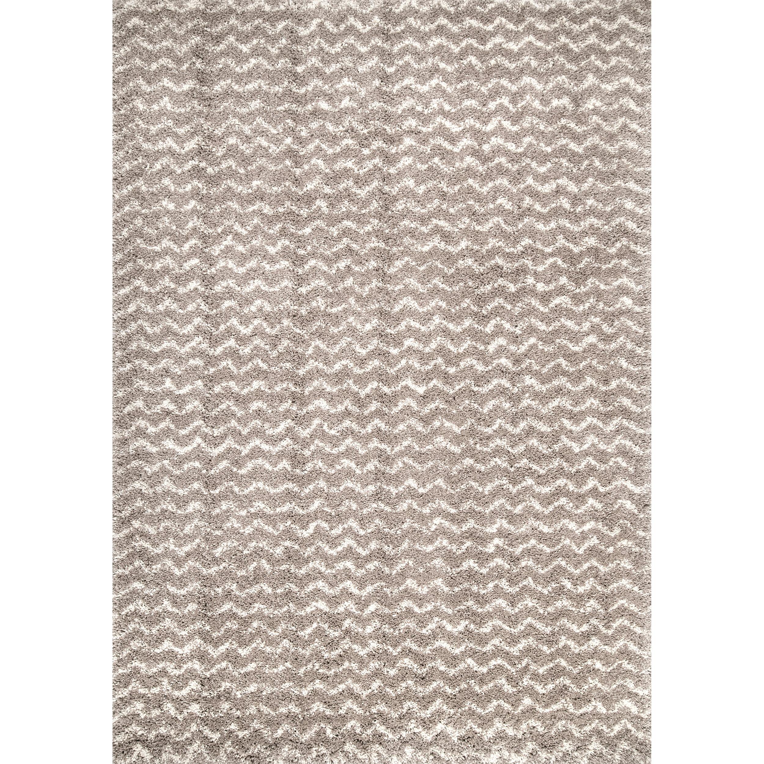 Nuloom Cuellar Striped 8x10 Shag Indoor Area Rug for Living Room Bedroom Dining Room Nursery, Cream/Ivory