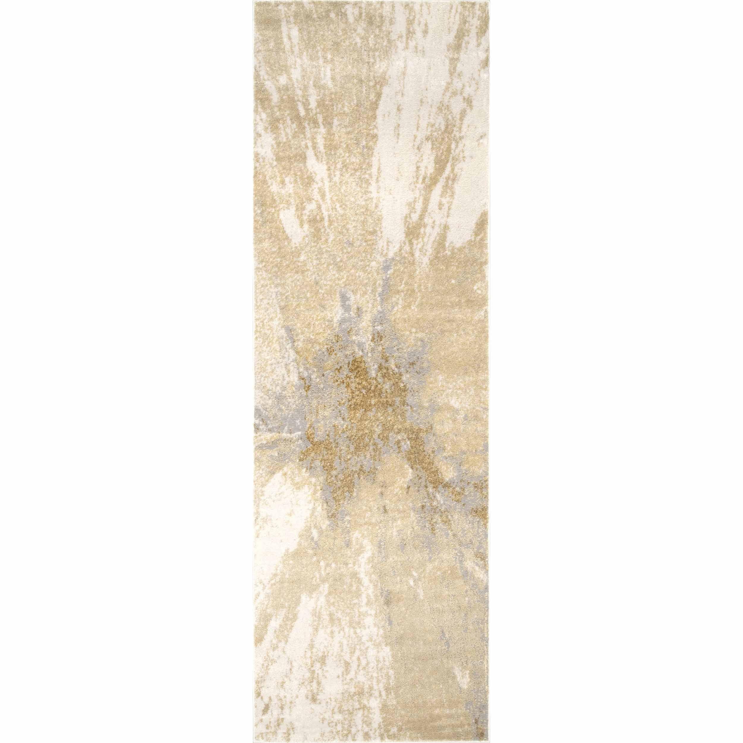 Nuloom Cyn Abstract 2x6 Runner Indoor Area Rug for Living Room Bedroom Dining Room Entryway Hallway Kitchen, Gold/Ivory