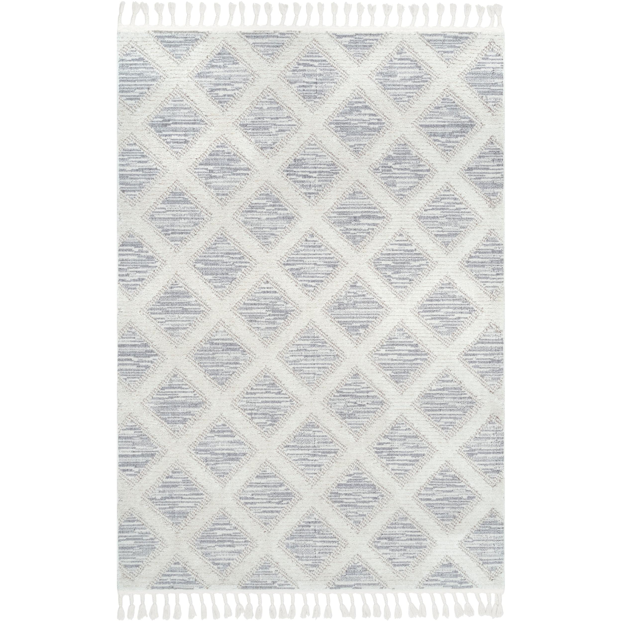 Ivory Trellis Shag 10' x 14' Reversible Synthetic Rug