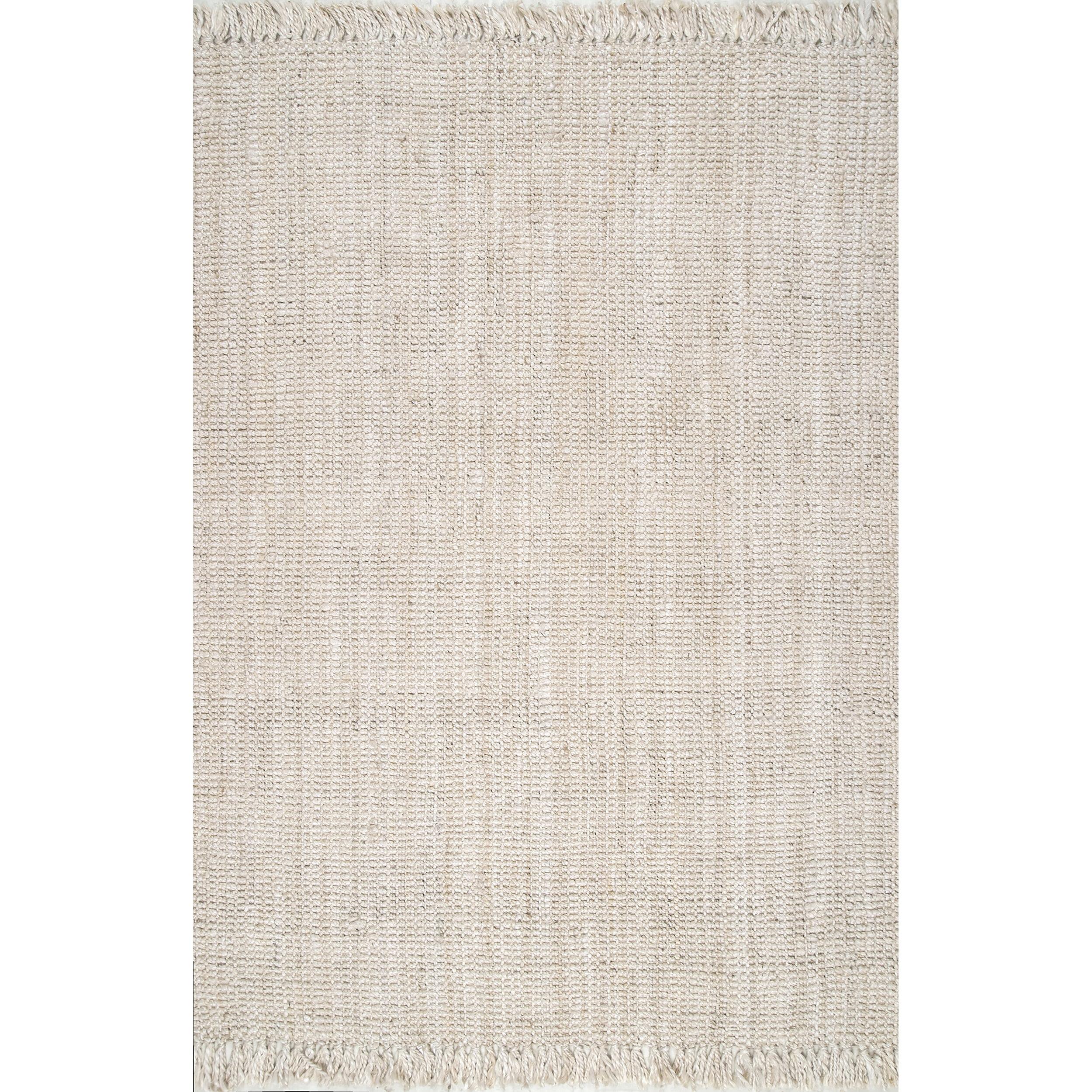 Handmade Braided Jute Oval Rug in Bleach White, 2' x 3'