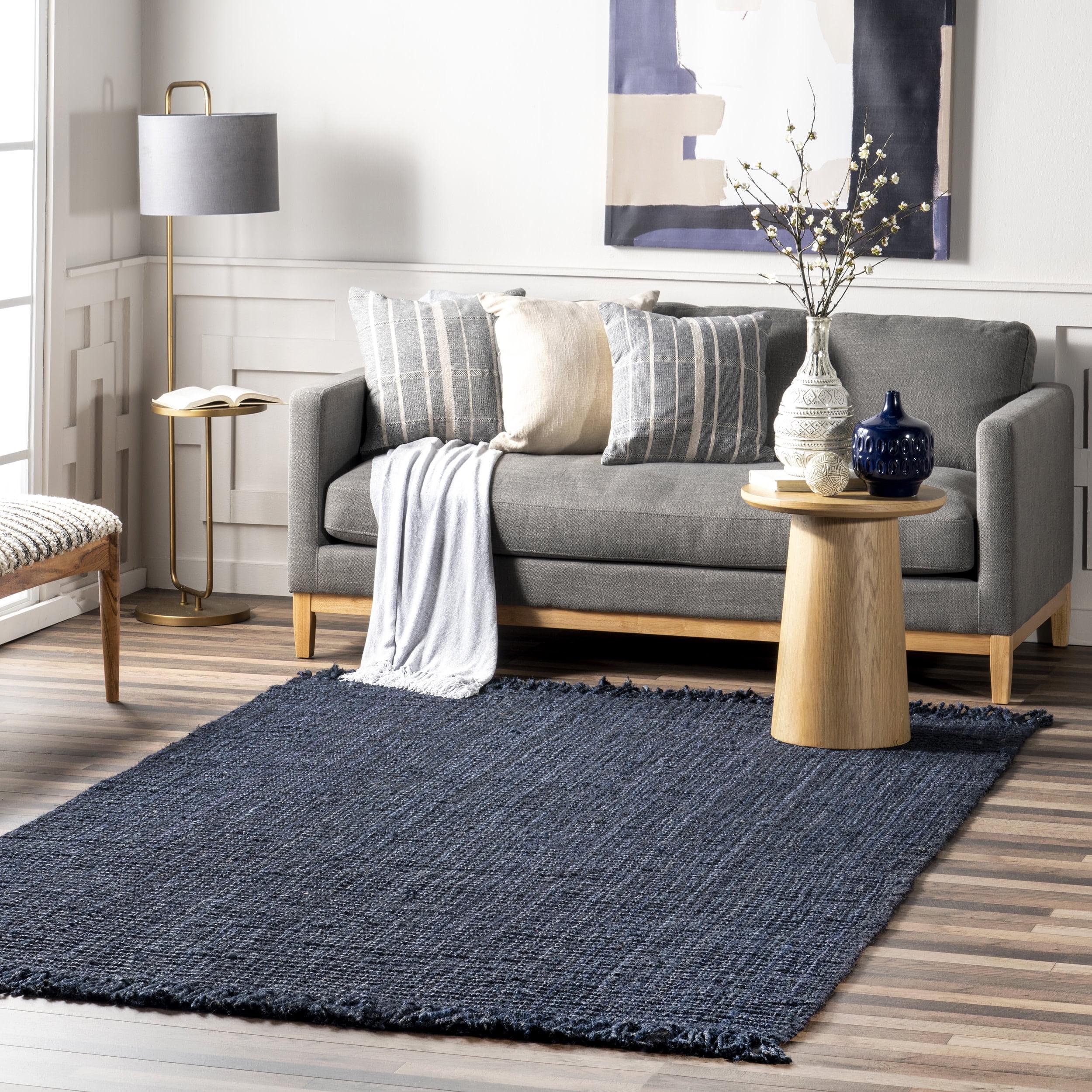 nuLOOM Daniela Chunky Jute Navy 3' x 5' Farmhouse Area Rug