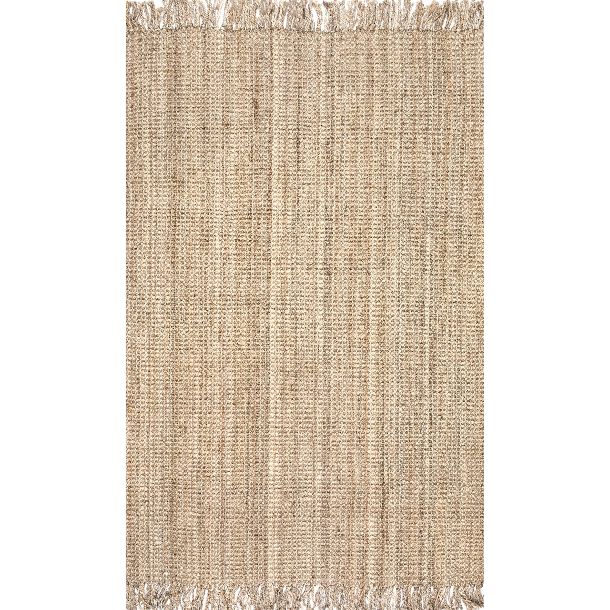 Maui Handwoven Chunky Loop Beige Jute Area Rug, 5' x 7' 6"