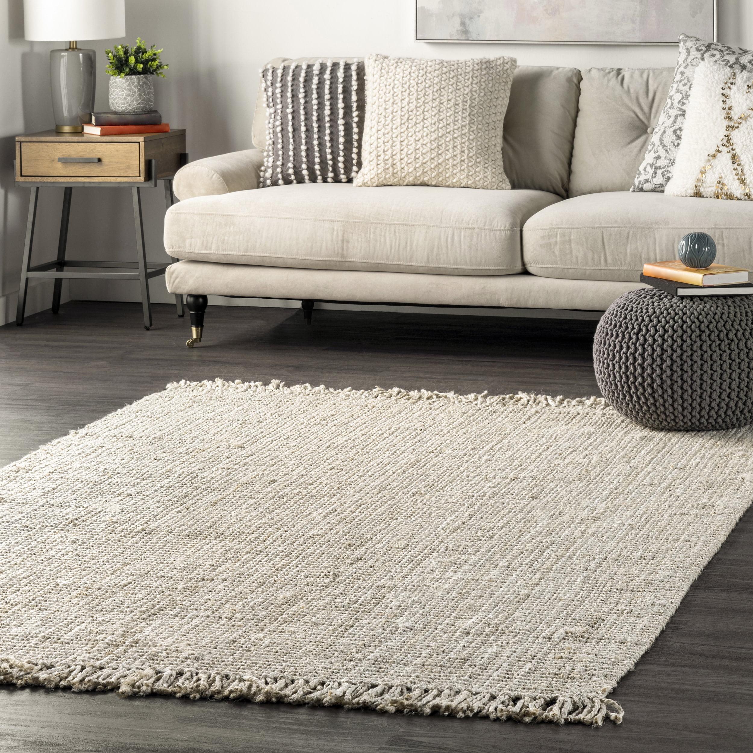 nuLOOM Daniela Chunky Jute Off-White 7' 6" x 9' 6" Farmhouse Area Rug