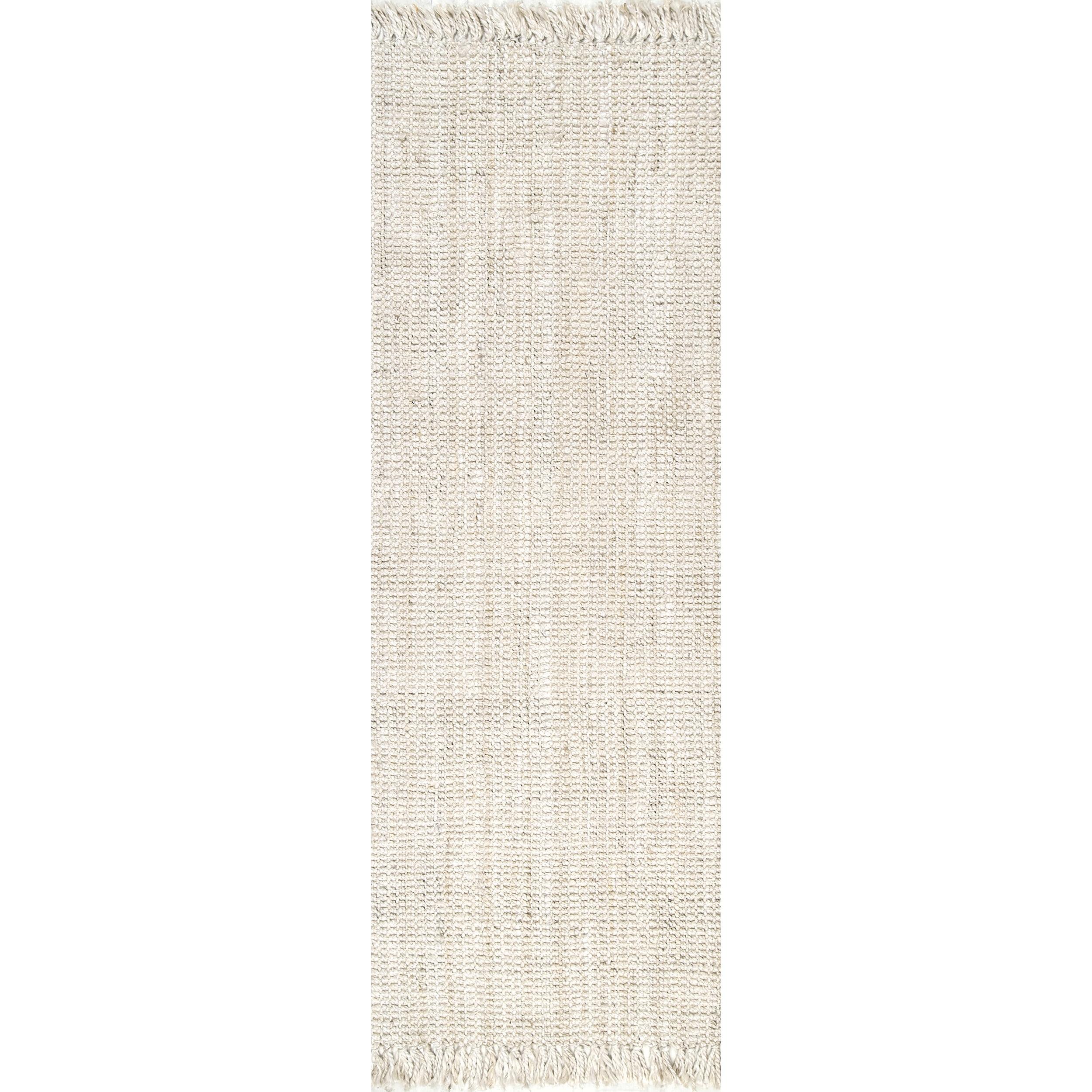 Handwoven Off-White Chunky Jute 2' 6" x 6' Runner Rug