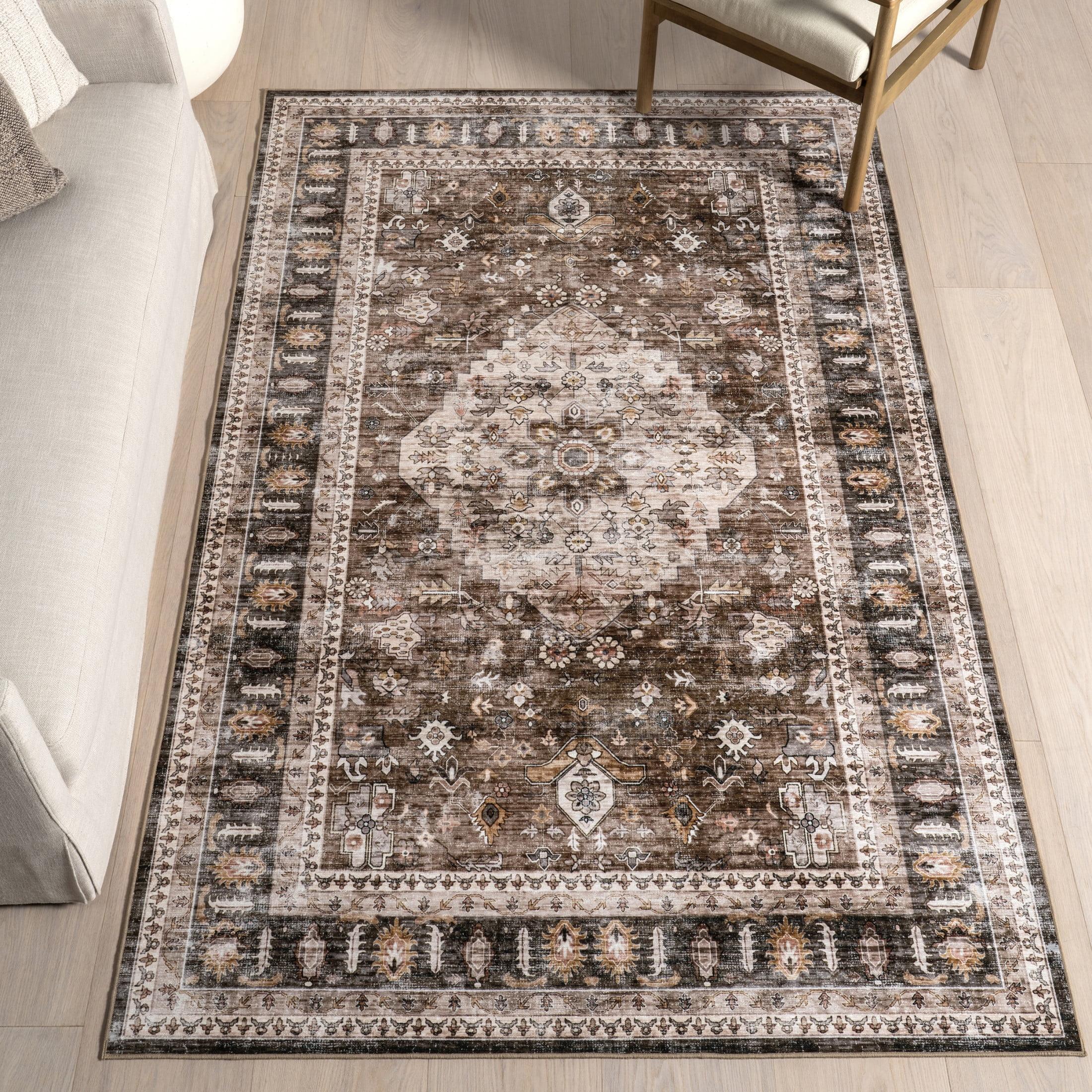 Nuloom Davi Faded Spill Proof Machine Washable Indoor Area Rug, 5' x 8', Dark Brown
