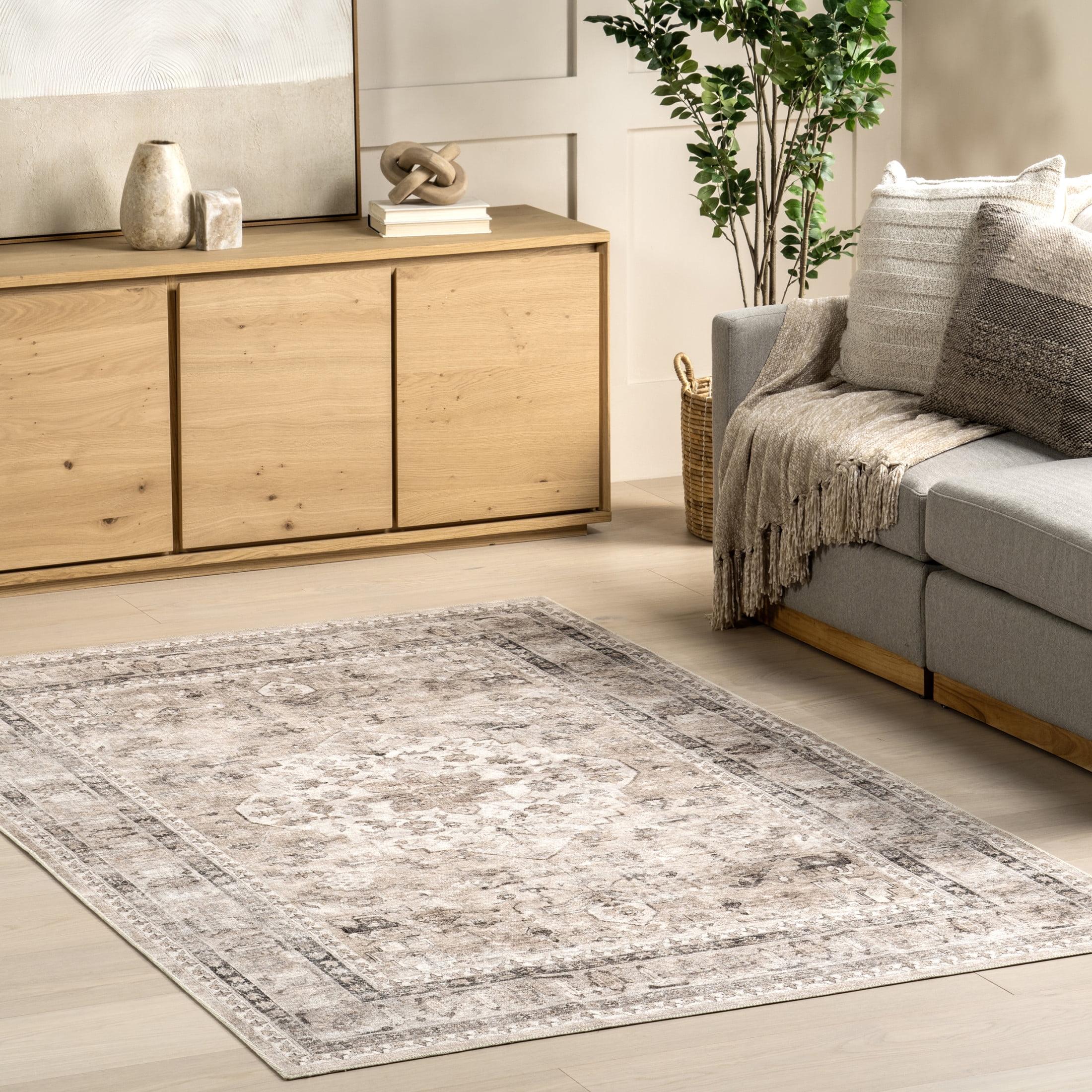 Nuloom Davi Faded Spill Proof Treated Pet Friendly Premium Machine Washable Area Rug, 9' x 12', Stone