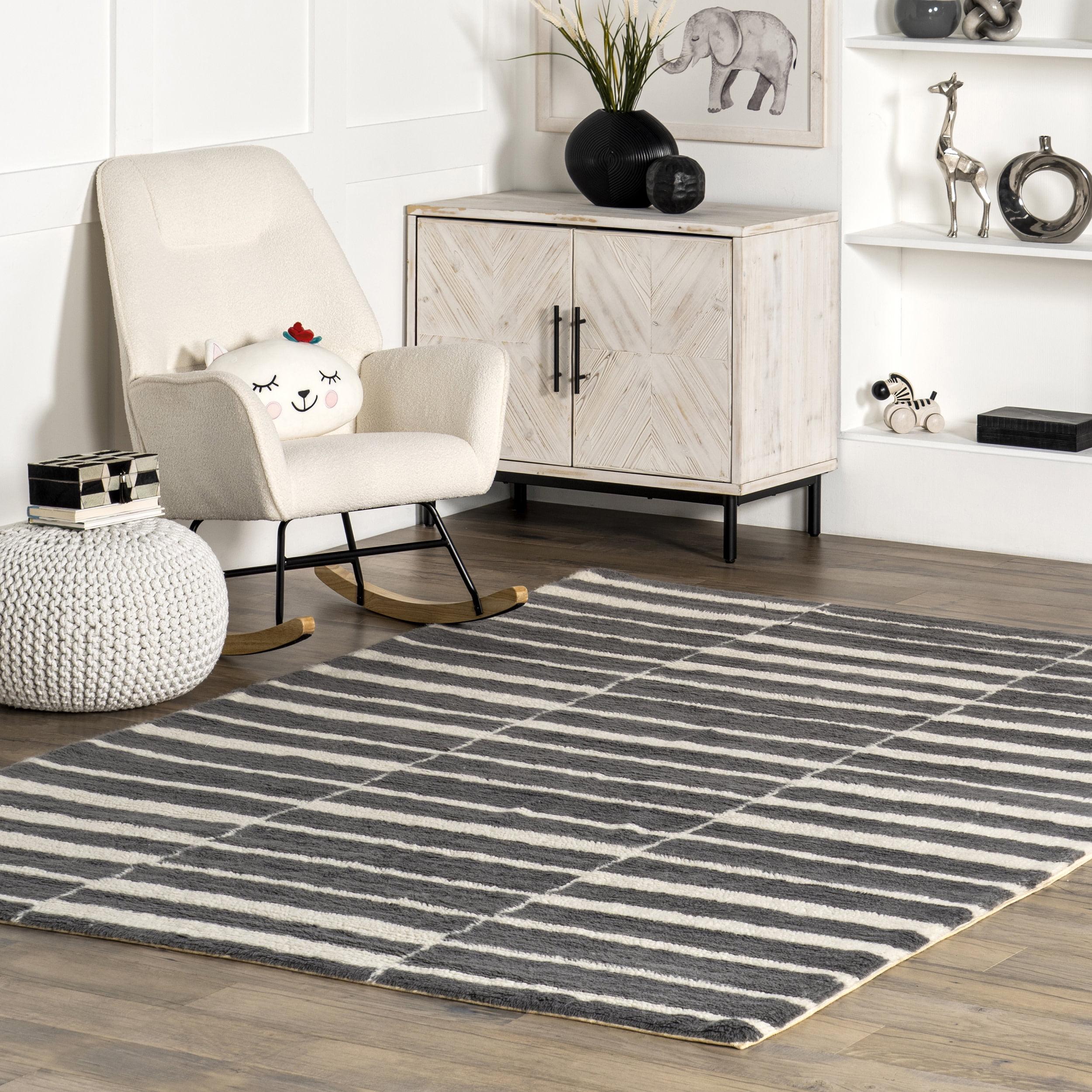 Gray Piano Keys 6' x 9' Hand-Tufted Wool Washable Area Rug