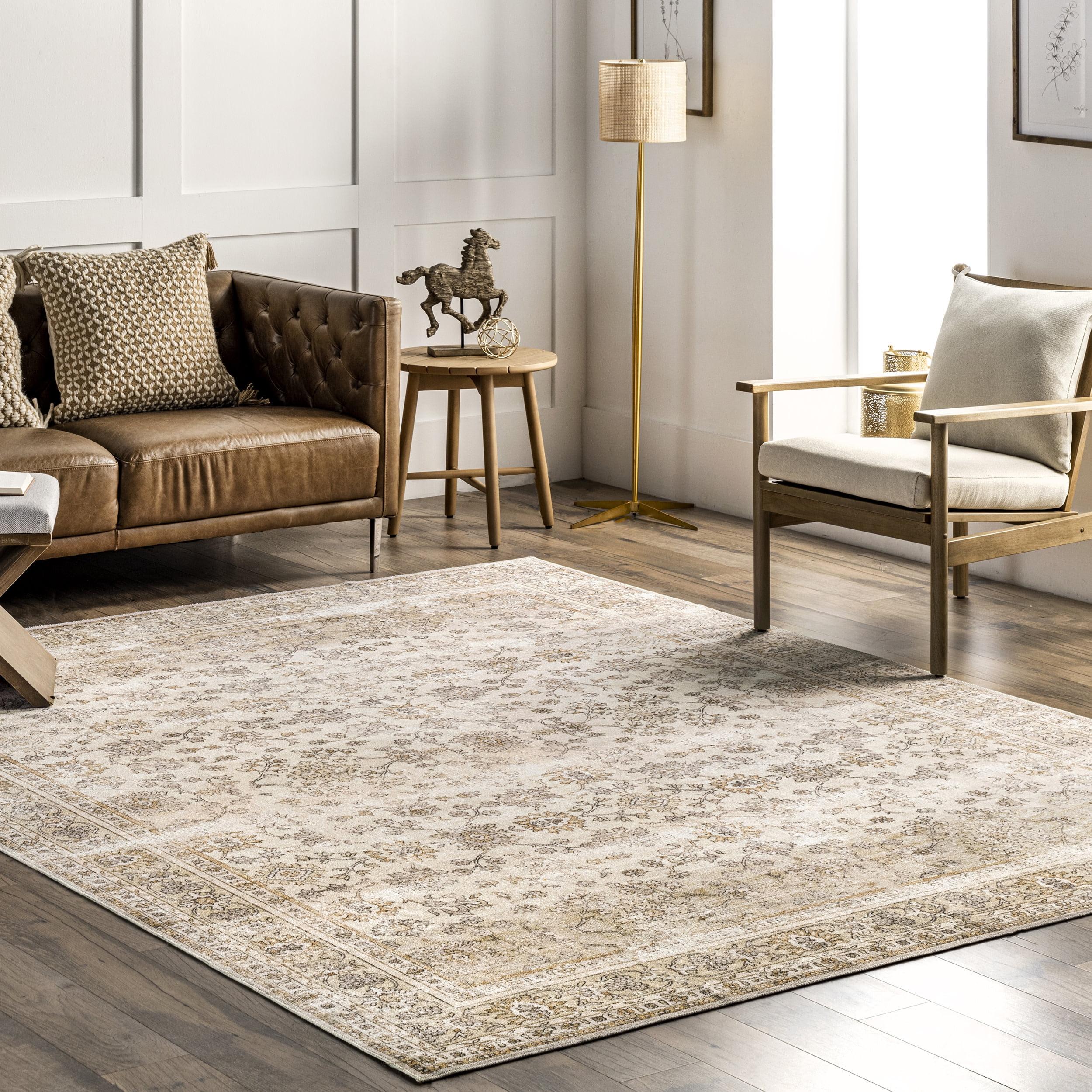Nuloom Deadra Vintage Floral Pet Friendly Machine Washable Area Rug, 3' x 5', Beige