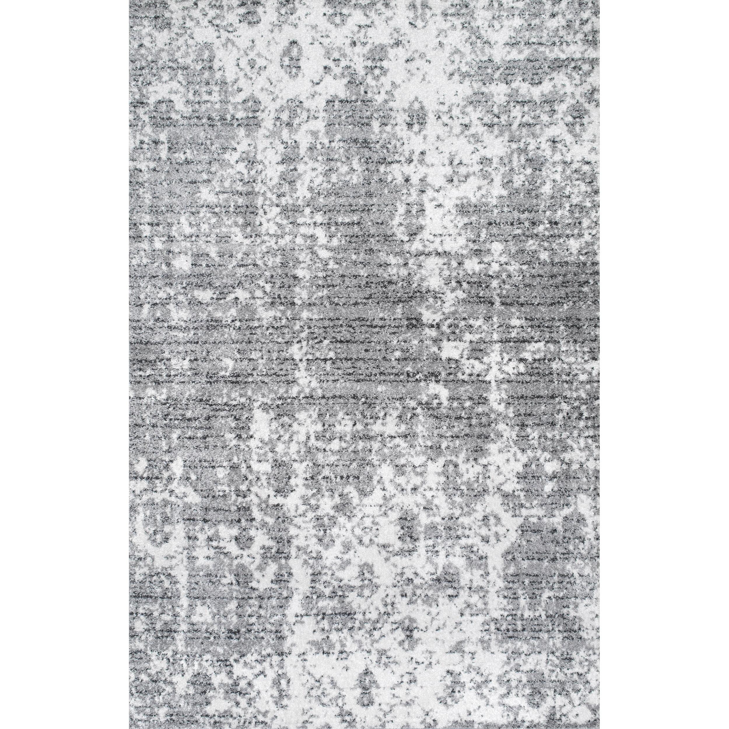 Deedra Modern Abstract Power Loom Performance Gray/White Rug