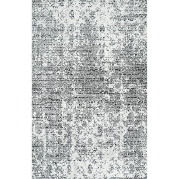 Deedra Modern Abstract Power Loom Performance Gray/White Rug