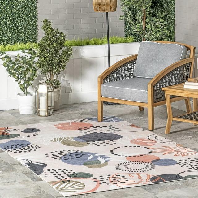 Nuloom Delmy Abstract Floral Pet Friendly Indoor/Outdoor Machine Washable Area Rug, 4' x 6', Multicolor