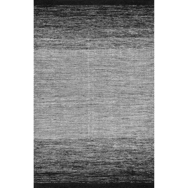 Nuloom Desantis Striped 6x9 Wool Indoor Area Rug for Living Room Bedroom Dining Room Kitchen, Black and White/Blue