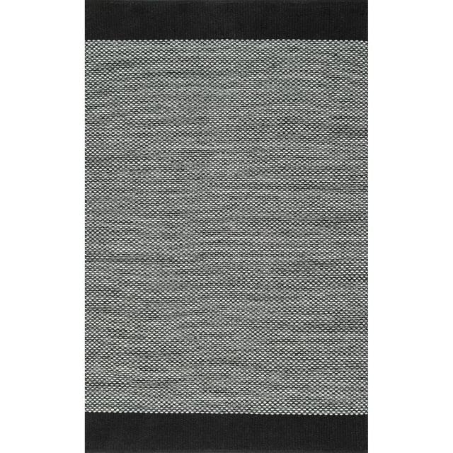Nuloom Noura Solid 4x6 Indoor Area Rug for Living Room Bedroom Dining Room Kitchen, Black/Ivory