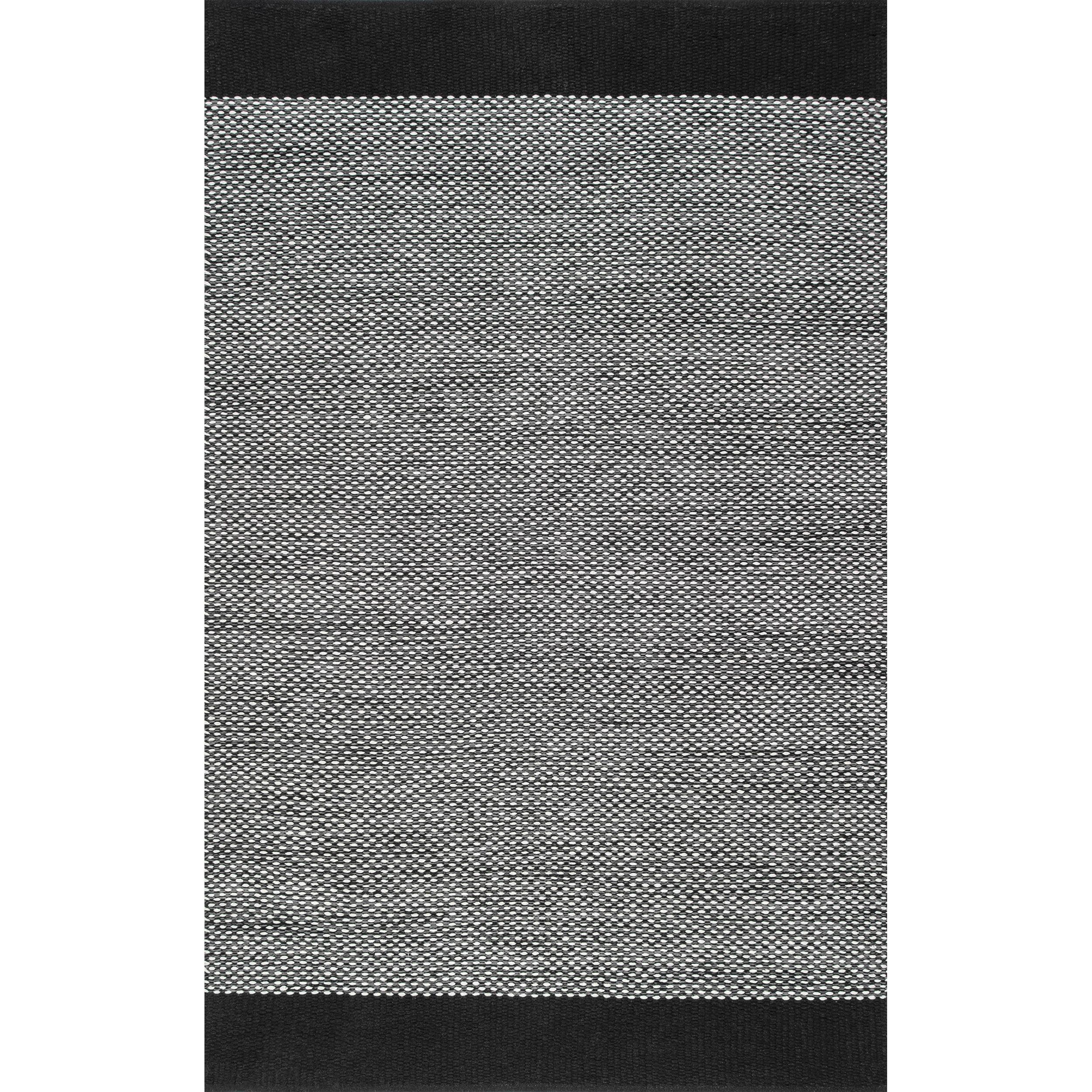 Handmade Reversible Black Cotton Flatweave Rug, 8' x 10'