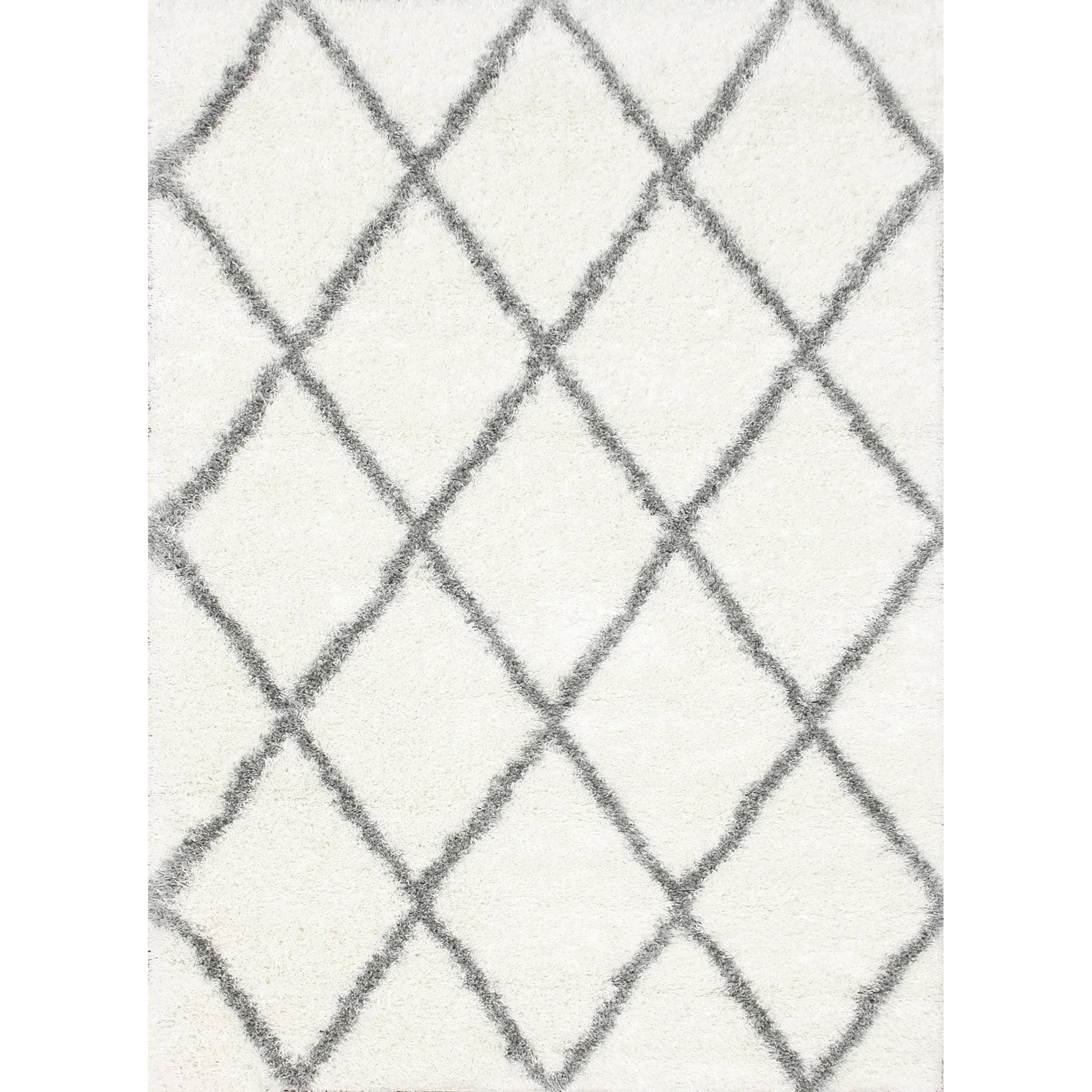 Diamond Shag Gray Synthetic 2'8" x 8' Runner Rug