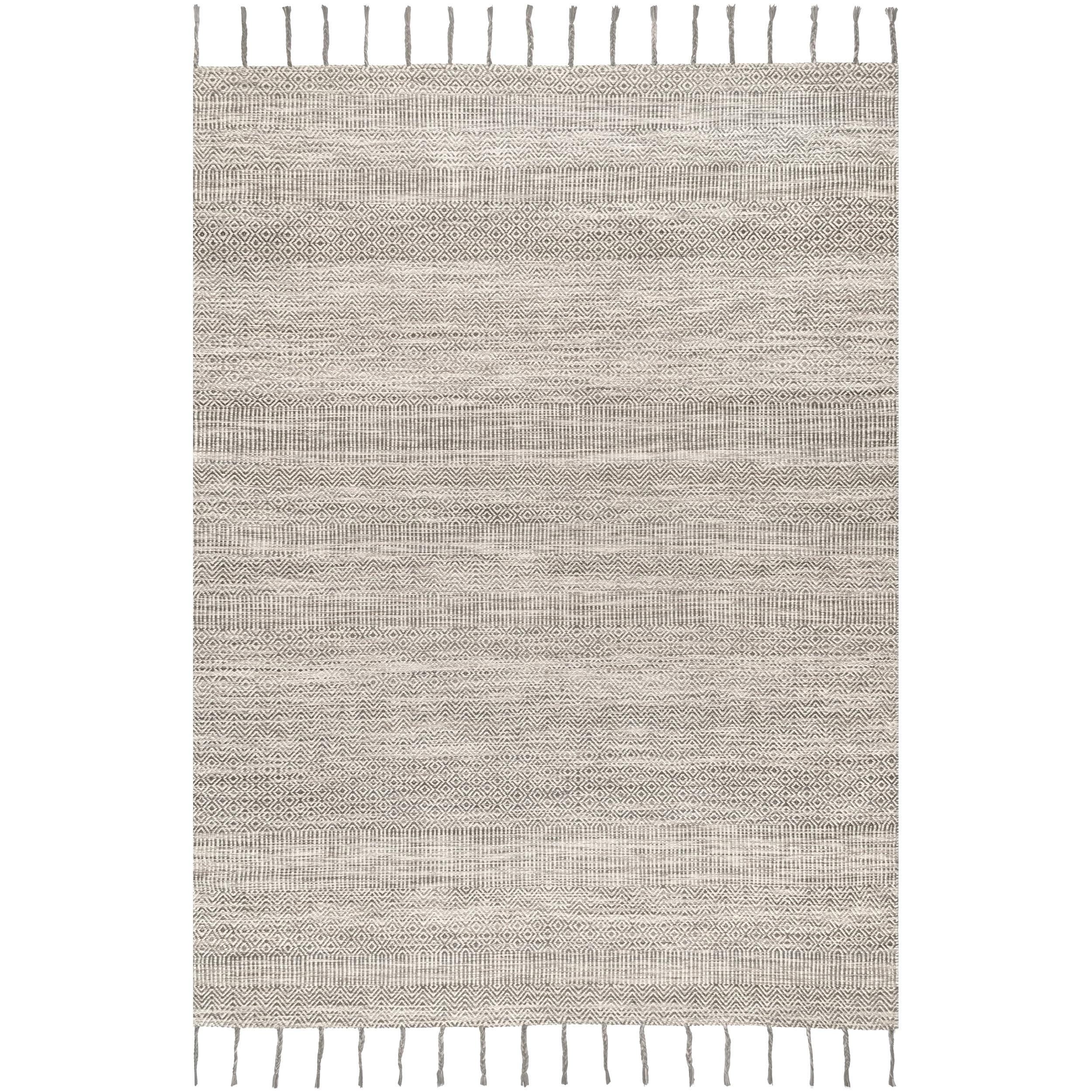 Reversible Geometric Beige Cotton Area Rug 5'x8'