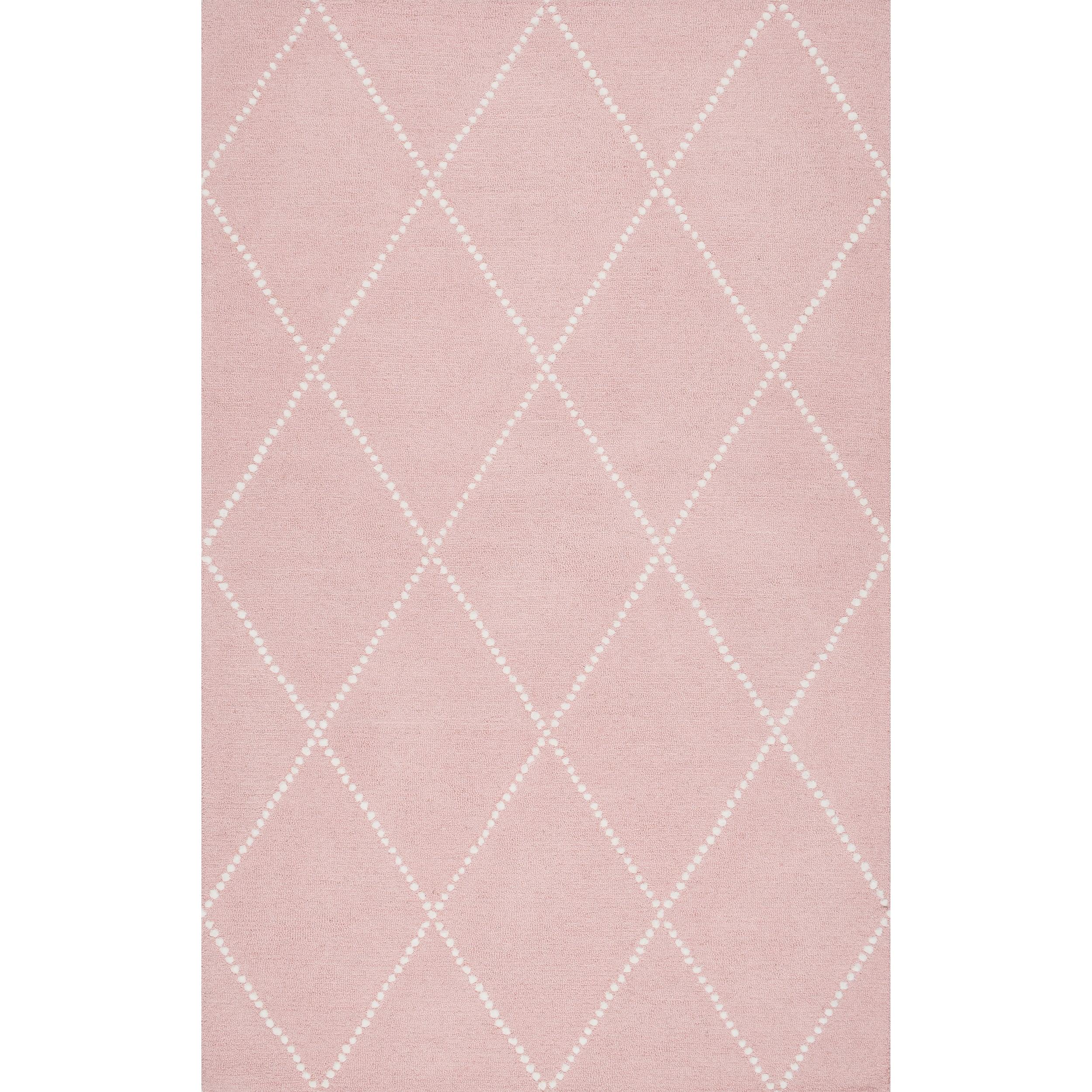 Charming Baby Pink Handmade Wool Rug 4' x 6' with Tufted Detail