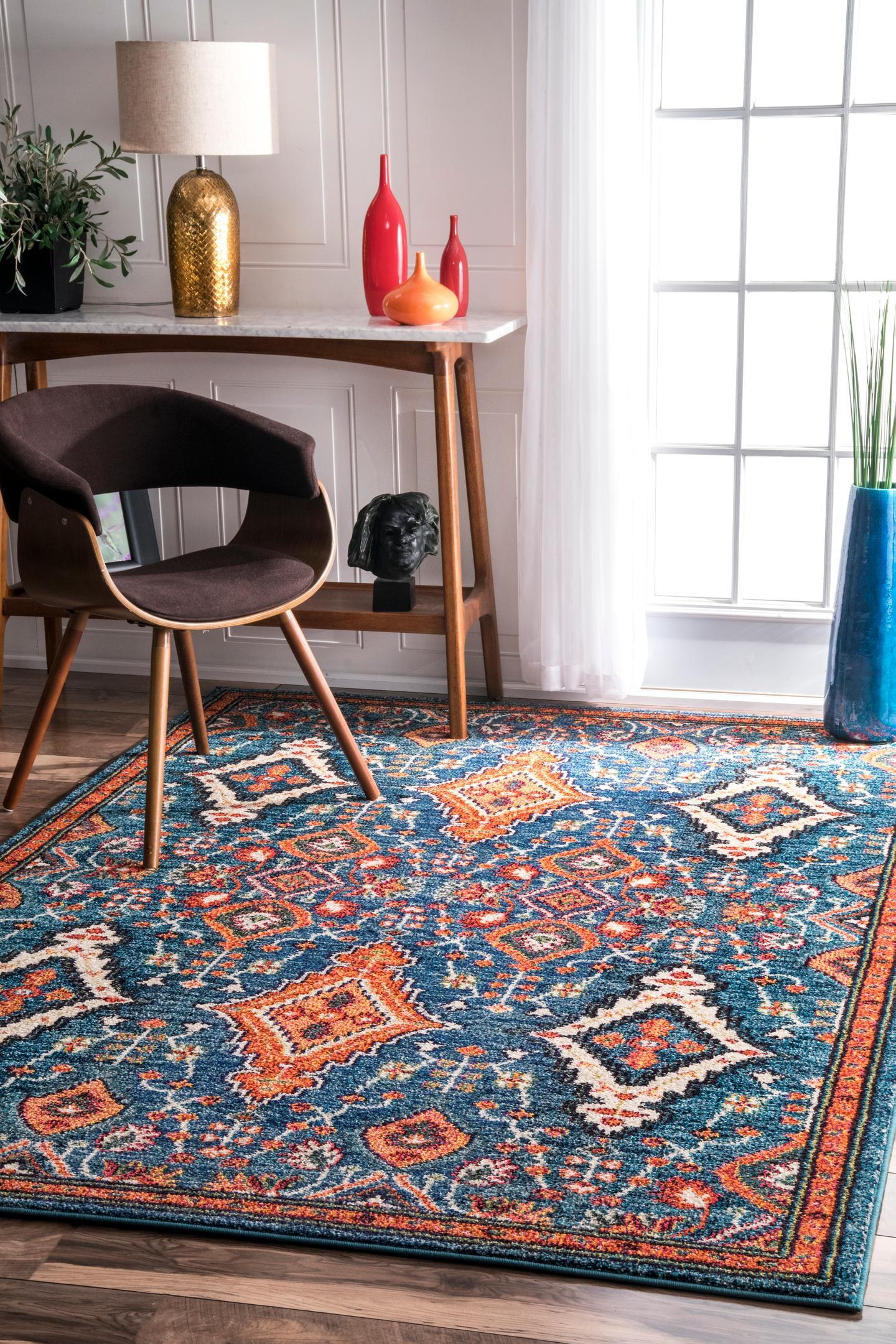 4&#39;x6&#39; Diamond Elayne Area Rug Blue - nuLOOM