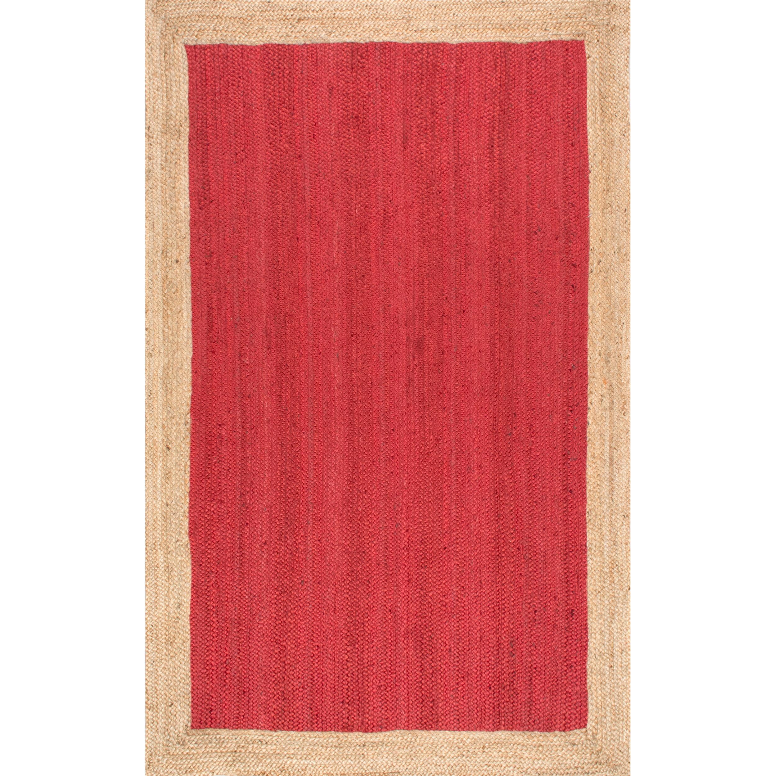 Handloomed Modern Red Jute 6' x 9' Braided Area Rug