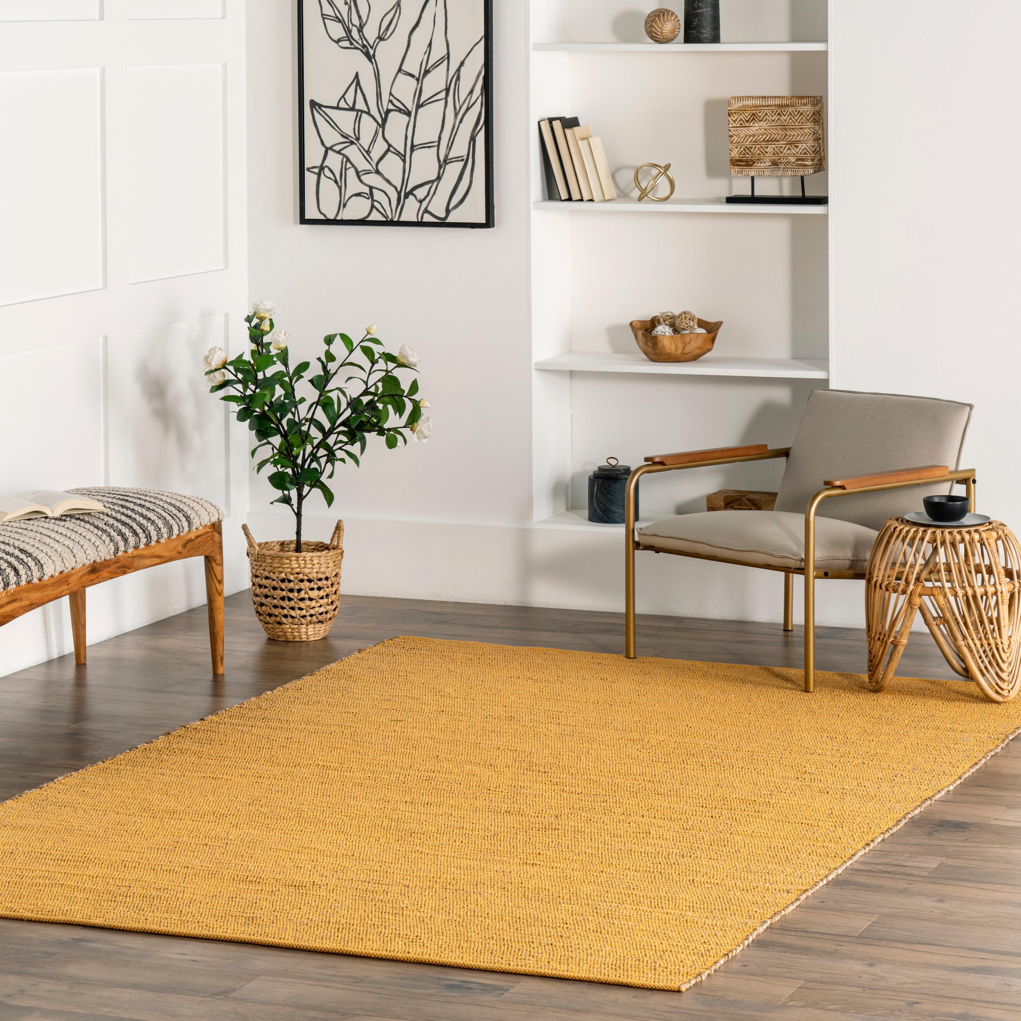 Sunlit Glow Handwoven Cotton-Jute Blend 4' x 6' Area Rug