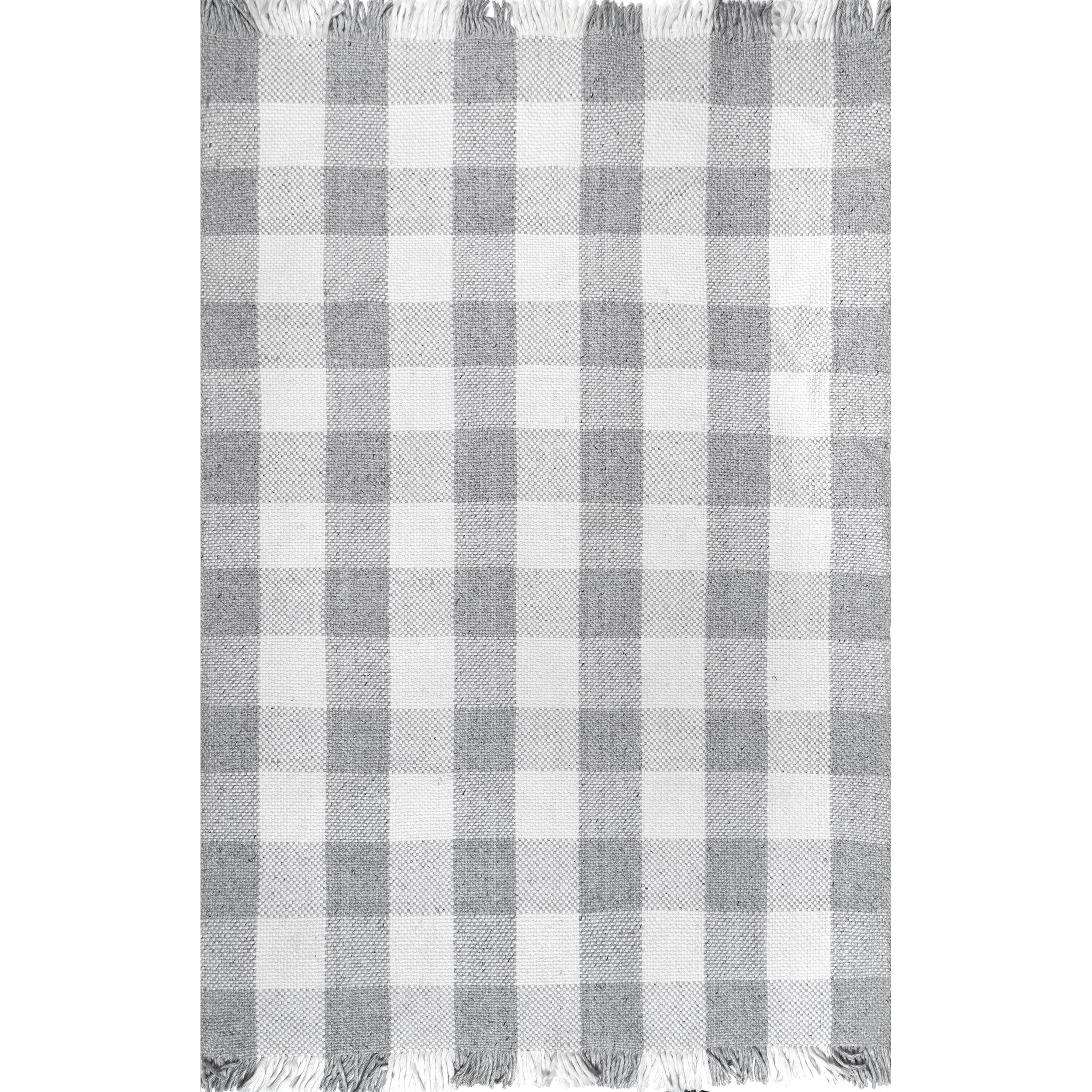 Ellis Farmhouse Plaid 5'x8' Gray Synthetic Easy-Care Area Rug