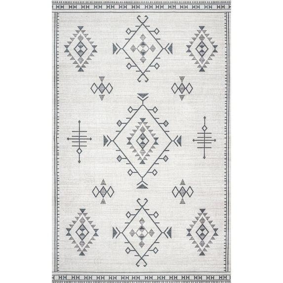 Nuloom Evalyn Southwestern Pet Friendly Machine Washable Area Rug, 3' x 5', Cream