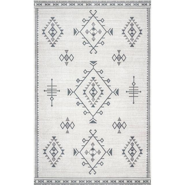 Nuloom Evalyn Southwestern Pet Friendly Machine Washable Area Rug, 3' x 5', Cream