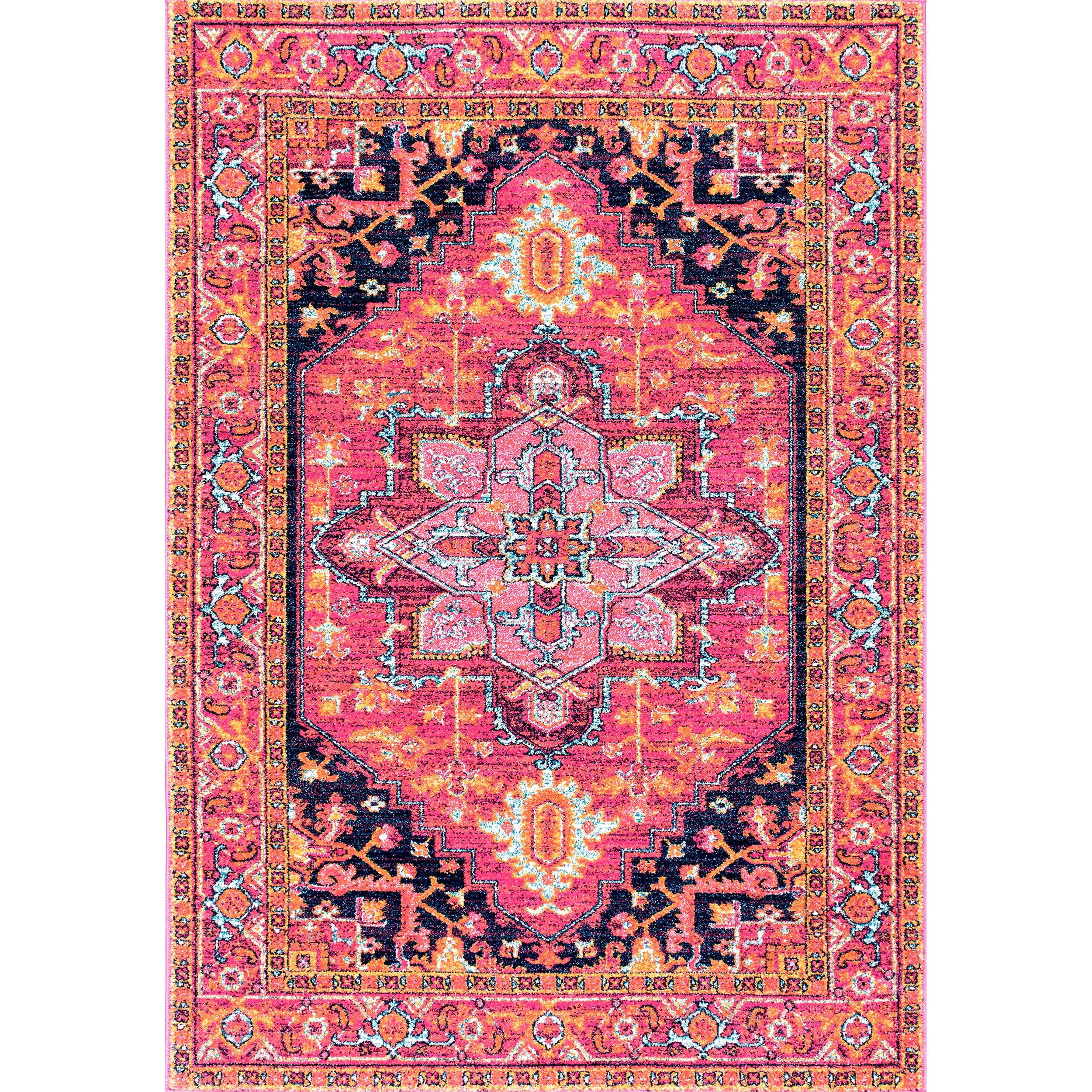nuLOOM Fancy Power Loomed Pink Medallion Area Rug, 8' x 10', Color Bound