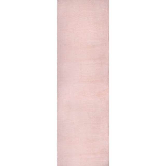 Nuloom Layne Soft Silky Faux Rabbit Fur Kitchen Runner Indoor Area Rug - Hallway, Entryway, 2' x 6', Pink