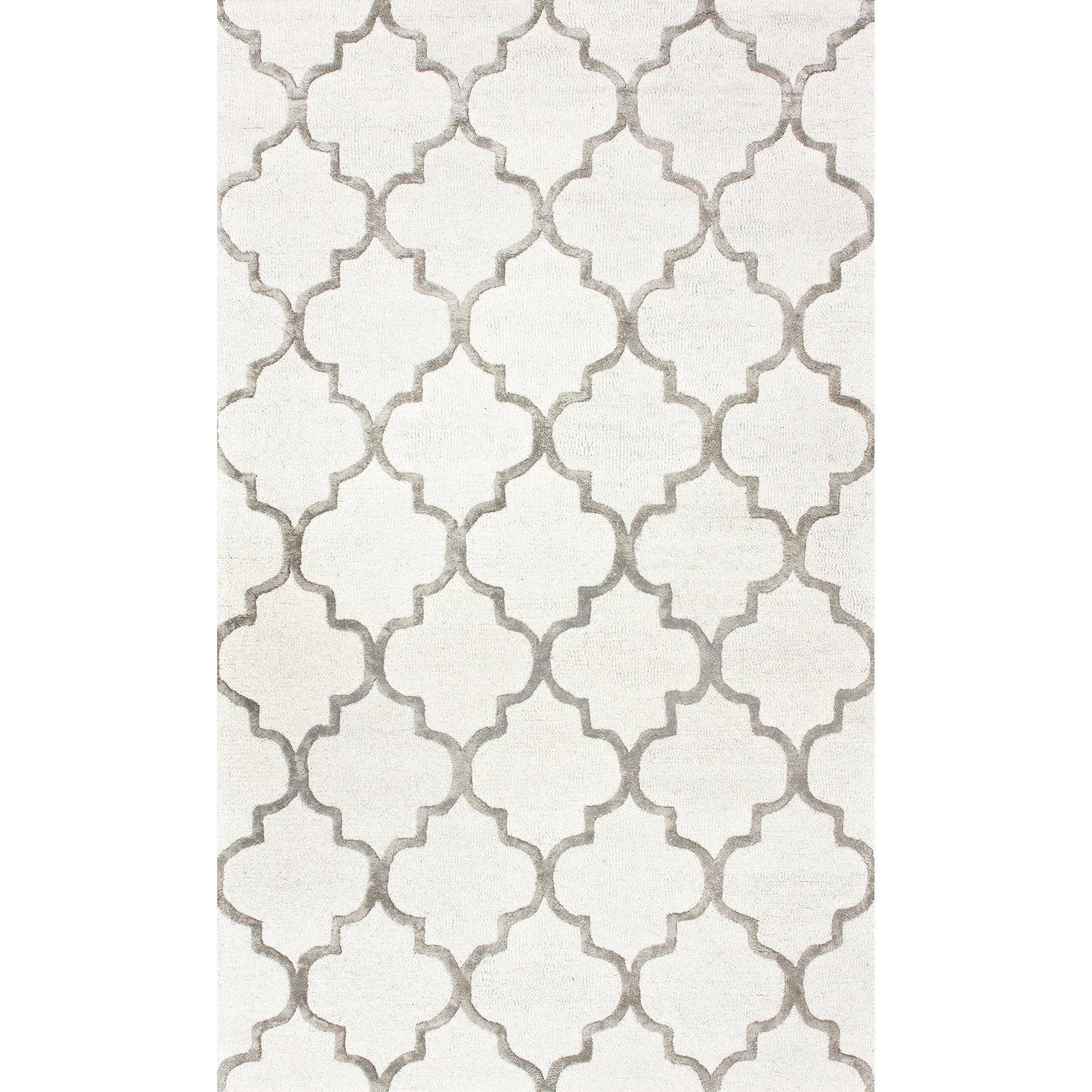 Hand-Tufted Nickel Trellis Wool-Viscose Blend Area Rug, 8' x 10'