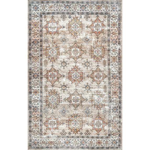 Nuloom Finley Pet Friendly Machine Washable Vintage Distressed Area Rug, 8' x 10', Beige
