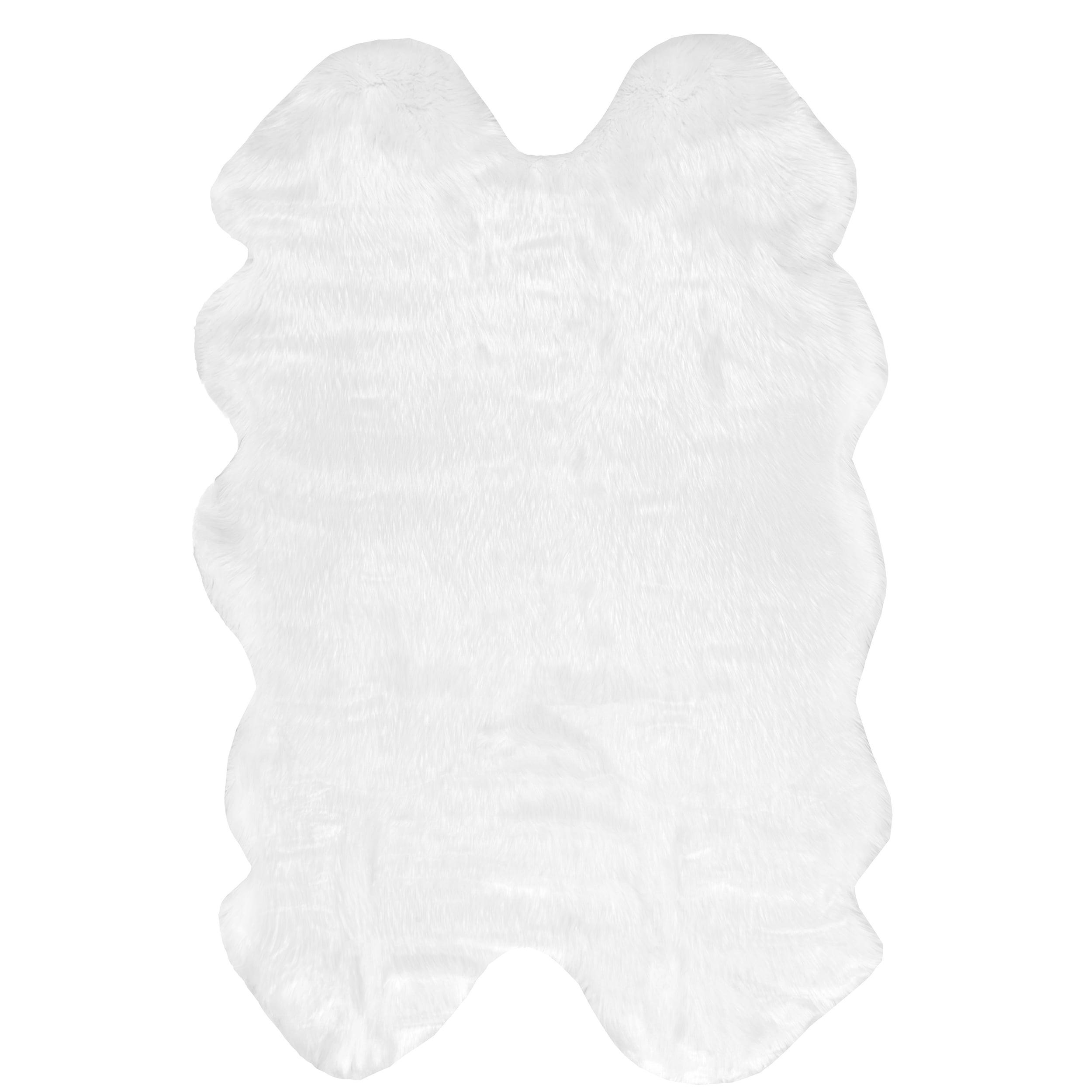 White Faux Sheepskin Shag Rectangular Area Rug