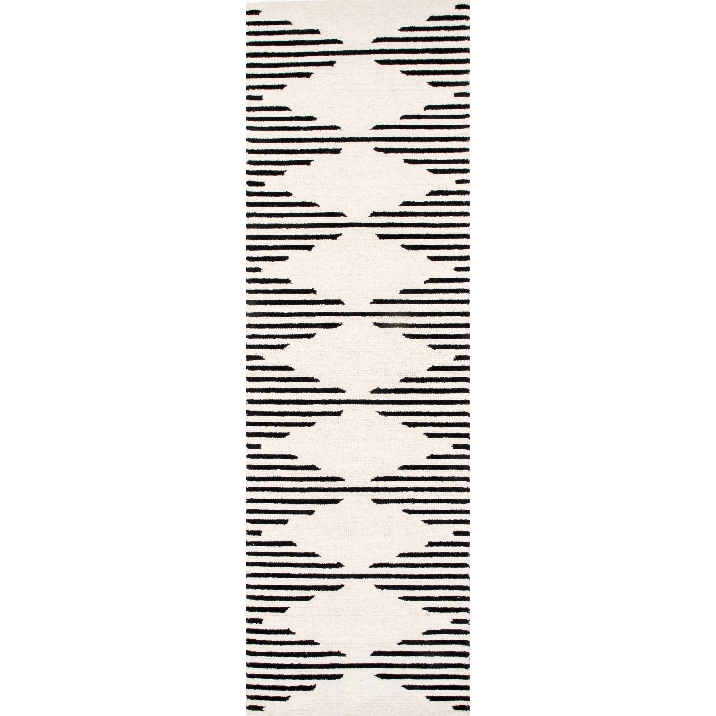 nuLOOM Flynn Handmade Contemporary Wool Runner Rug, 2' x 8', Ivory