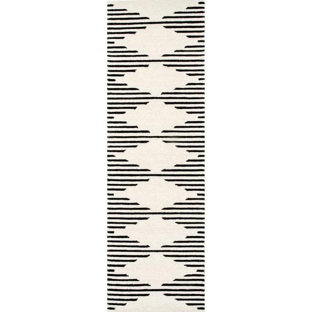 nuLOOM Flynn Handmade Contemporary Wool Runner Rug, 2' x 8', Ivory