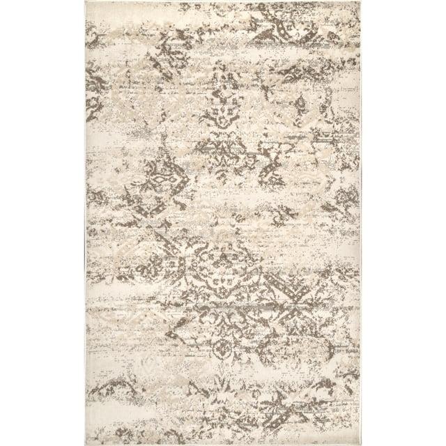 Nuloom Freja Floral & Paisley 4x6 Indoor Area Rug for Living Room Bedroom Dining Room Kitchen, Beige/Ivory