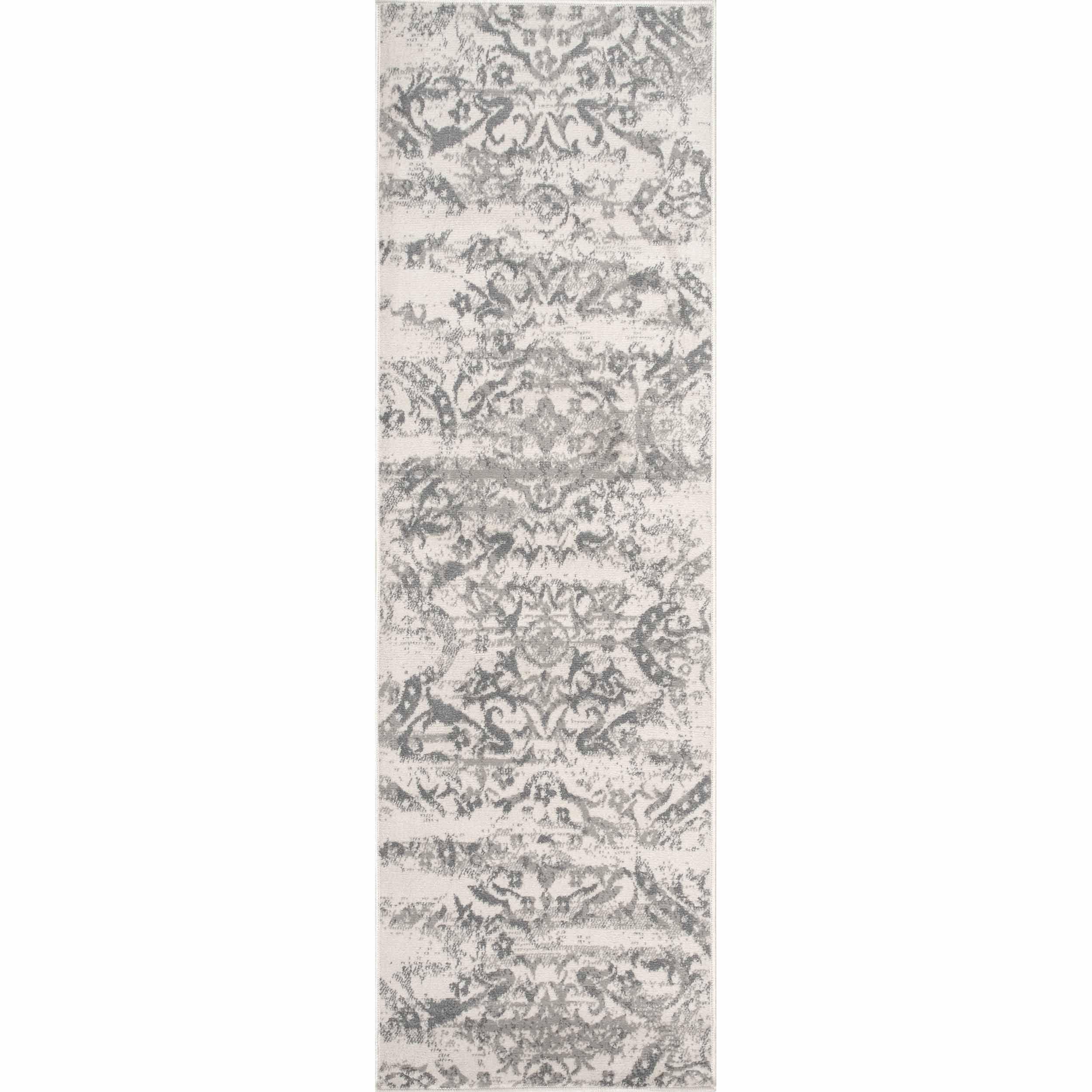 Nuloom Freja Floral & Paisley 2x14 Runner Indoor Area Rug for Living Room Bedroom Dining Room Entryway Hallway Kitchen, Grey/Cream