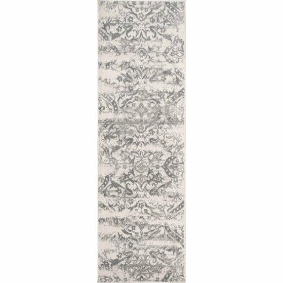 Nuloom Freja Floral & Paisley 2x14 Runner Indoor Area Rug for Living Room Bedroom Dining Room Entryway Hallway Kitchen, Grey/Cream
