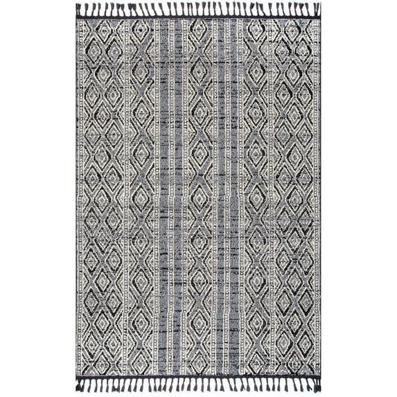 Nuloom Chenoa Striped Global Tassel Indoor Area Rug, 5' x 8', Gray