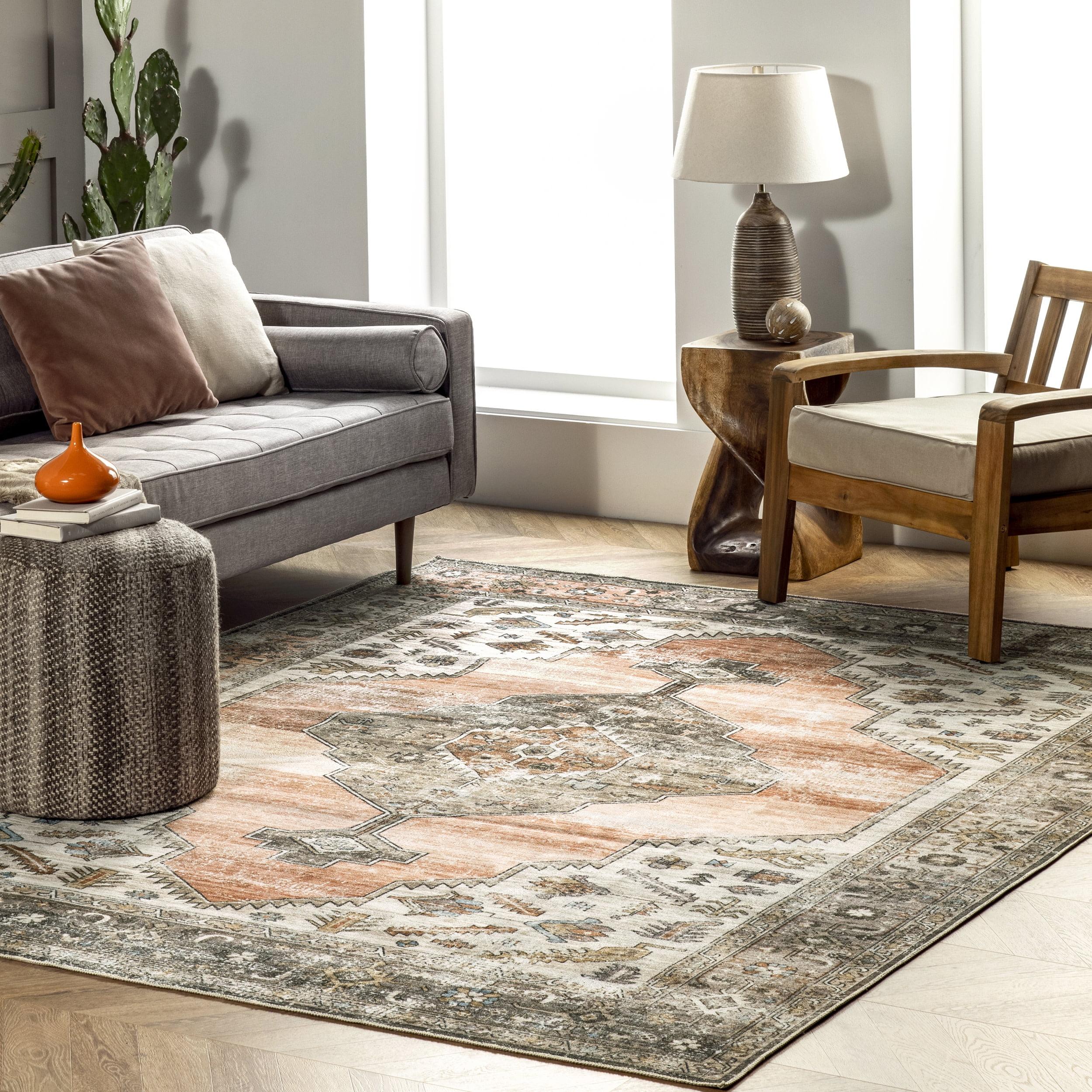 Nuloom Gracie Medallion 3x5 Machine Washable Accent Indoor Area Rug for Living Room Bedroom Dining Room Entryway Kitchen, Peach/Ivory