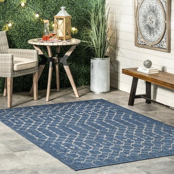 Nuloom Grayson Trellis 5x8 Indoor/Outdoor Area Rug for Living Room Patio Deck Front Porch Kitchen, Blue/Ivory