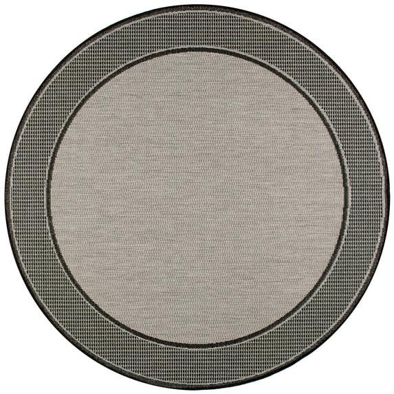 Nuloom Gris Bordered 6 Round Indoor/Outdoor Area Rug for Living Room Patio Deck Front Porch Kitchen, Grey/Black