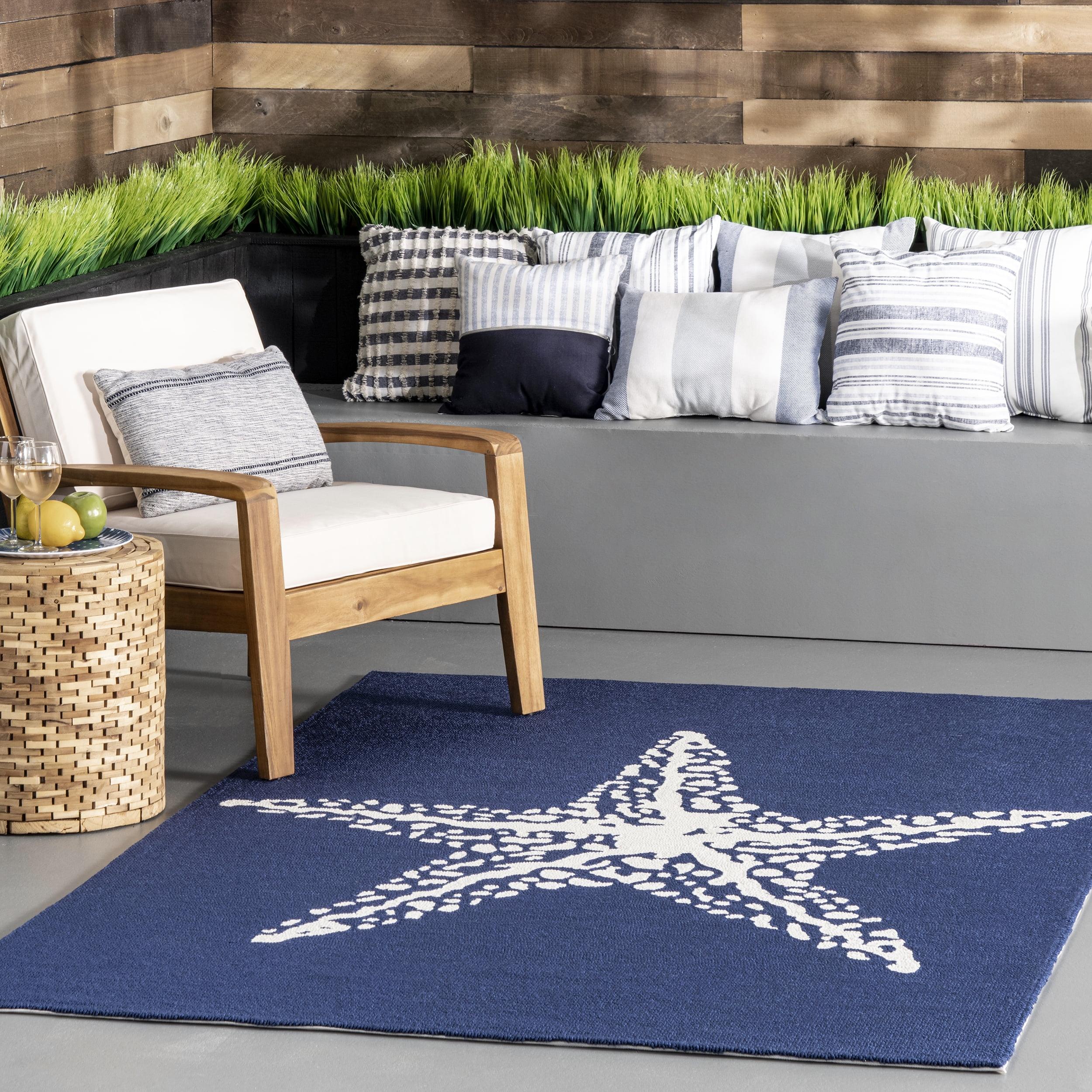 nuLOOM Hand Hooked Marine Indoor/ Outdoor, Navy, 4' x 6' Area Rug