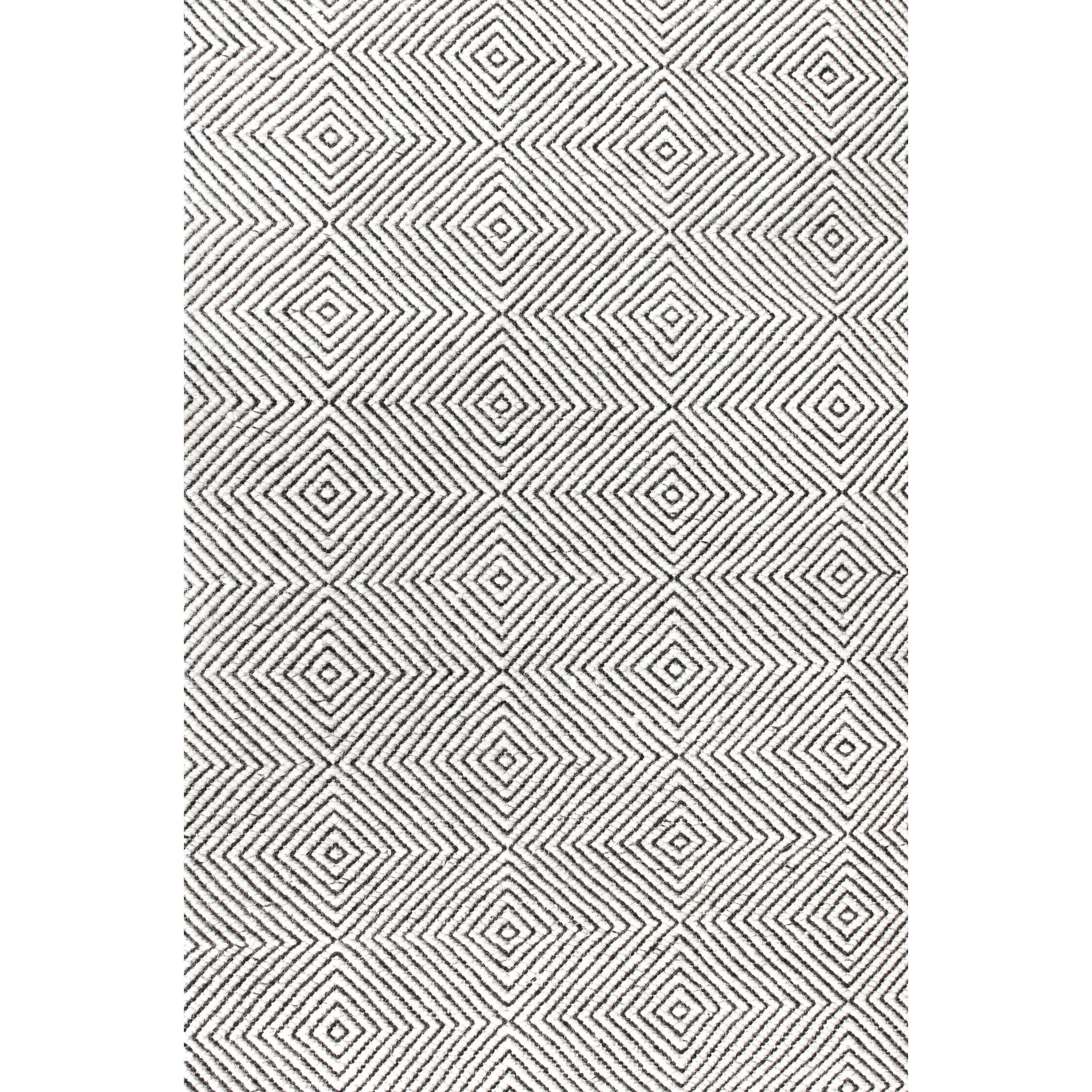 Ivory Geometric Hand-Tufted Wool Rectangular Rug, 3' x 5'