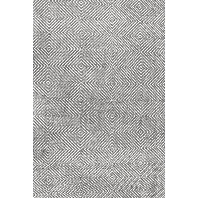 Nuloom Ago Geometric 6x9 Wool Indoor Area Rug for Living Room Bedroom Dining Room Kitchen, Grey/Ivory